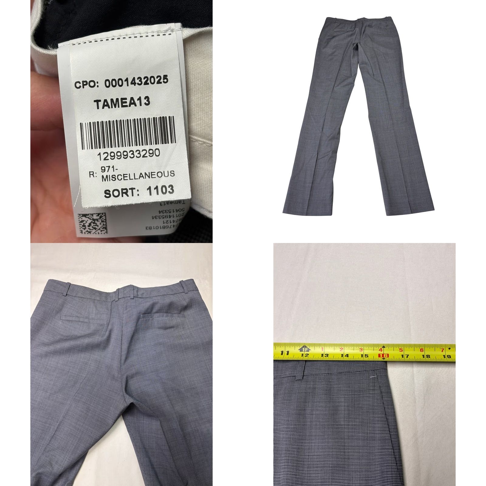 Hugo Boss HUGO BOSS Tamea13 Grey Virgin Wool Micro Check Dress Pants Womens US 4 W32 L32 Size 27" / US 4 / IT 40 - 8 Thumbnail