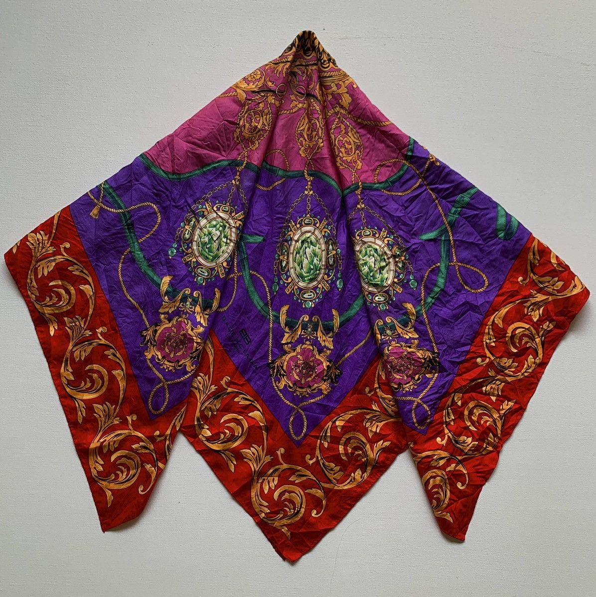 Balenciaga Vintage Balenciaga 34.4 x 34.4 Inches silk scarf Size ONE SIZE - 3 Thumbnail