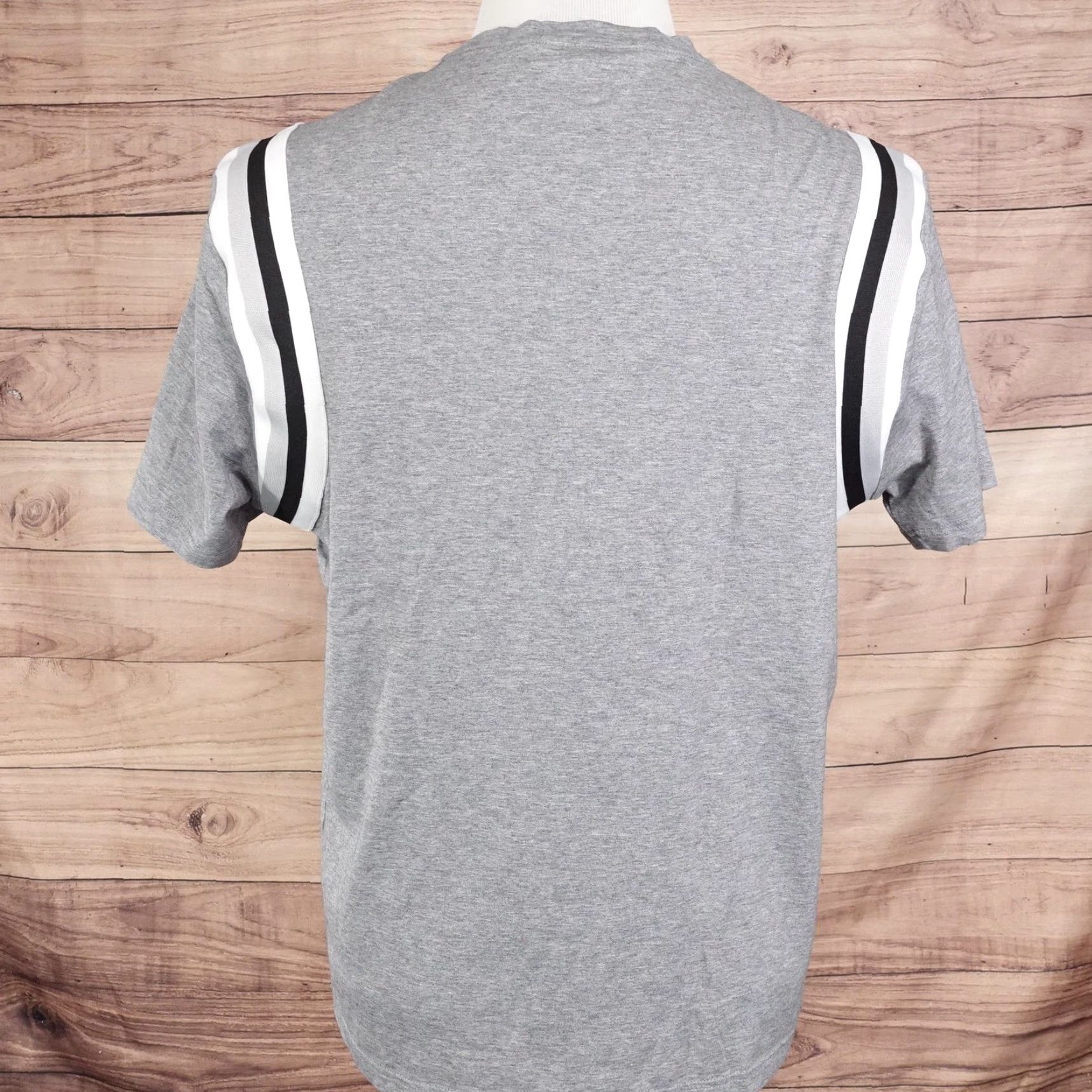 Murano MURANO Liquid Luxury Shirt Mens Large Gray Slim Fit Short Sleeve Striped Crew Neck Size US L / EU 52-54 / 3 - 4 Thumbnail