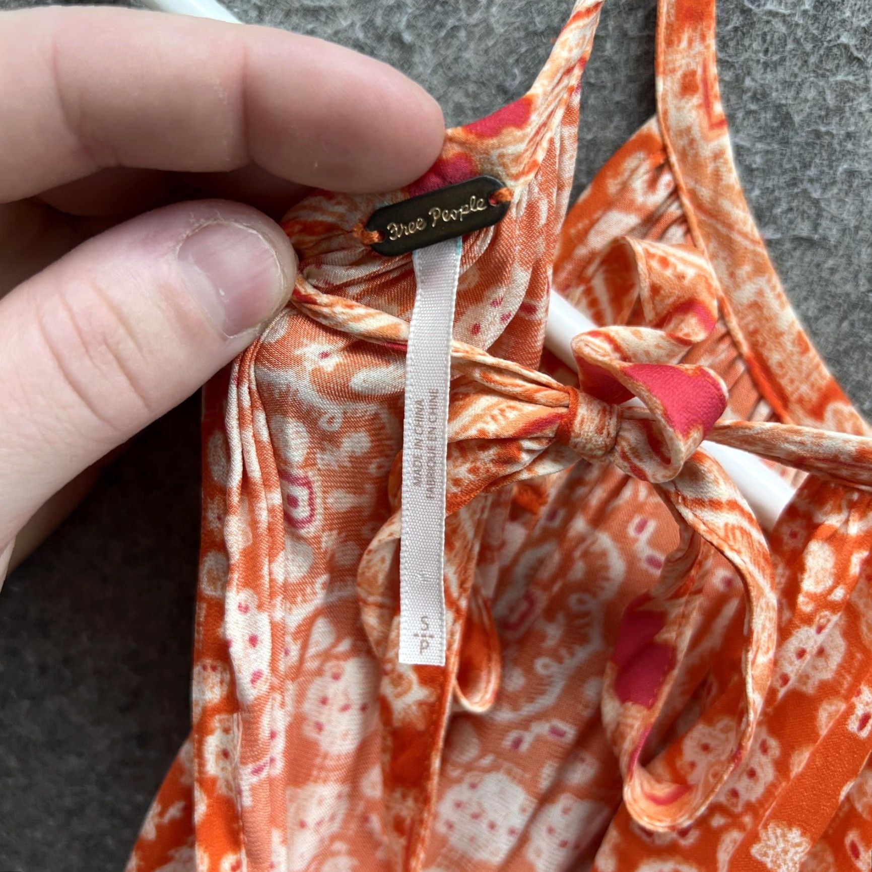 Free People Free People Dress Womens Small Orange Floral Halter Mini Sundress Boho Belted Size S / US 4 / IT 40 - 2 Thumbnail