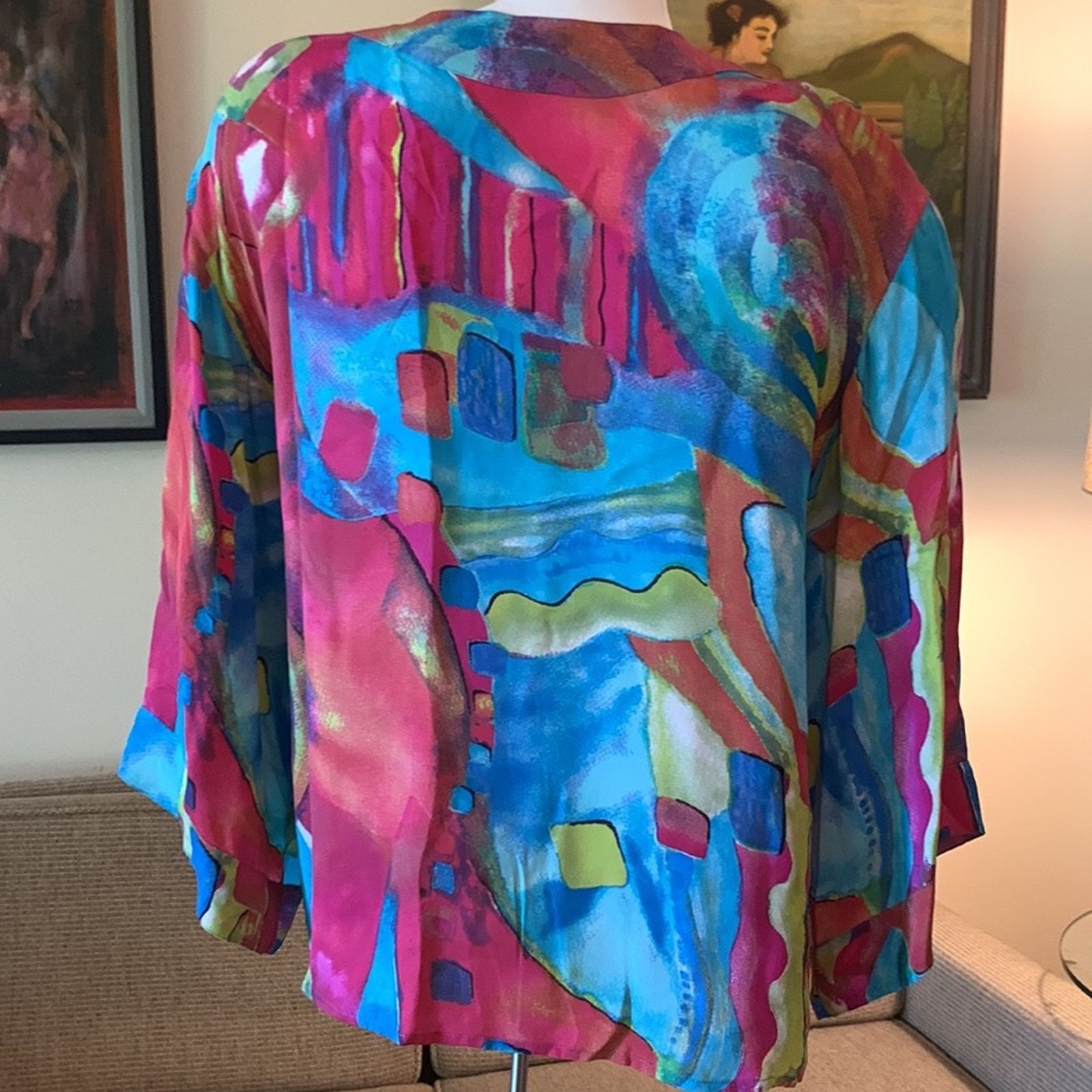 Chicos Chicos silk cropped kimono robe watercolor print silk Size M / US 6-8 / IT 42-44 - 9 Thumbnail