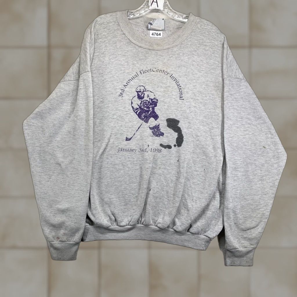 Lee VINTAGE Lee Sweatshirt Hockey 90s Gray Pullover Crew Neck XL Men Size US XL / EU 56 / 4 - 1 Thumbnail