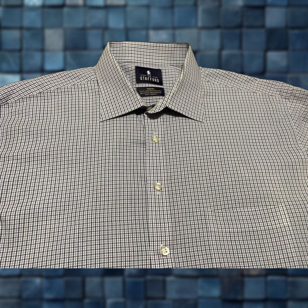 Stafford Stafford Shirt Men 17.5 Tall Multicolor Plaid L/S Button-Front Easy Care Size US XXL / EU 58 / 5 - 1 Thumbnail