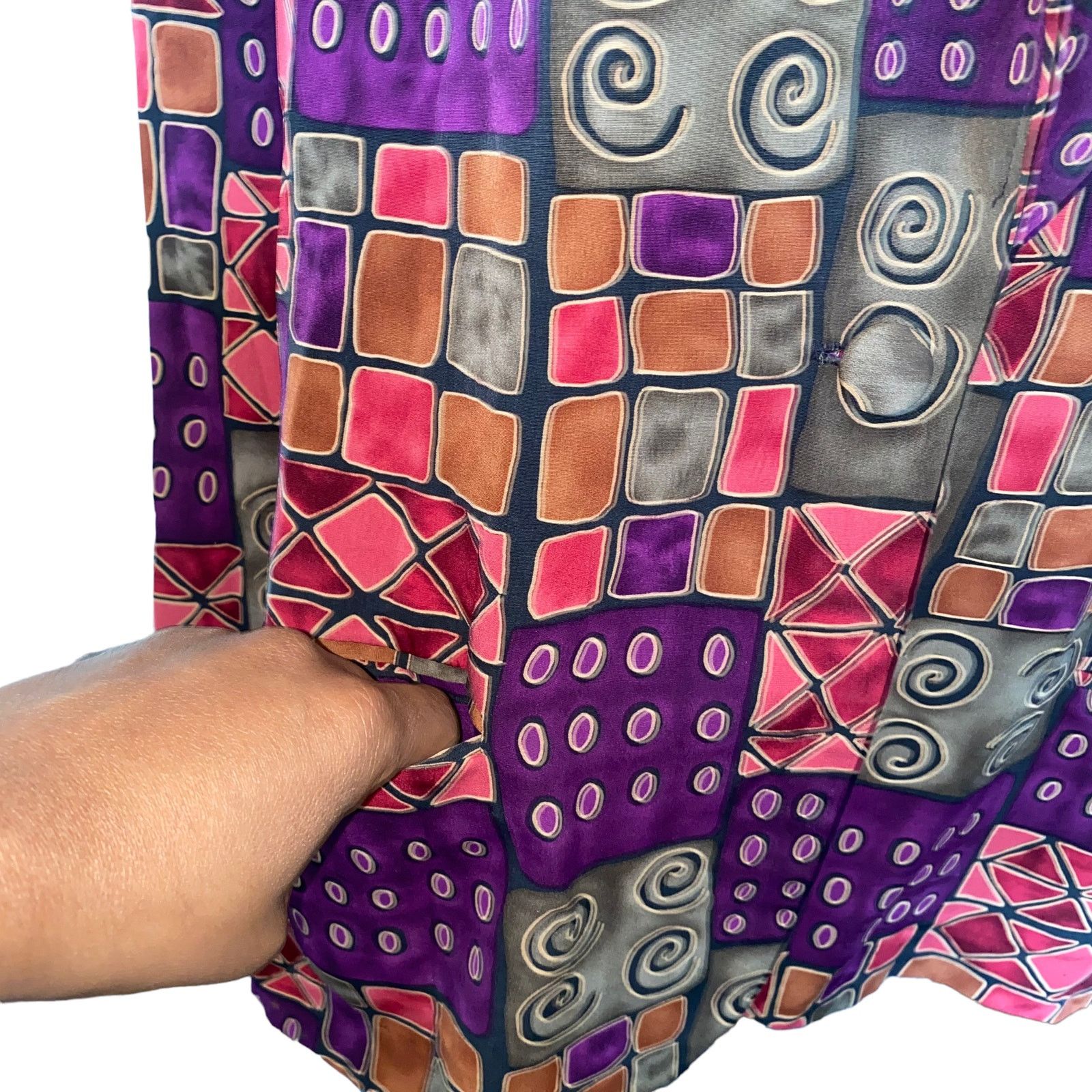 Other Vintage Retro abstract print one button Blazer Petite Large Size L / US 10 / IT 46 - 5 Thumbnail