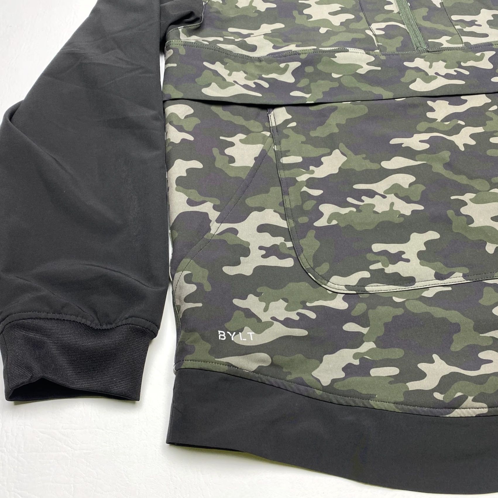 Vintage BYLT Hoodie Men's Large Elevate Drop Cut 1/4 Zip Black Camouflage Camo Pullover Size US L / EU 52-54 / 3 - 3 Thumbnail