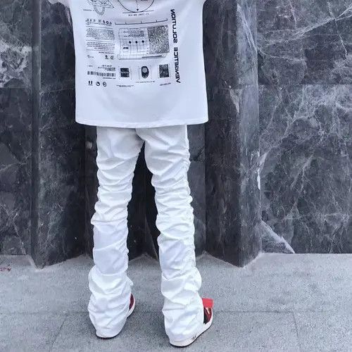 Jean Street Hip Hop Frayed Stacked Micro Flare y2k Jeans Size US 30 / EU 46 - 7 Thumbnail