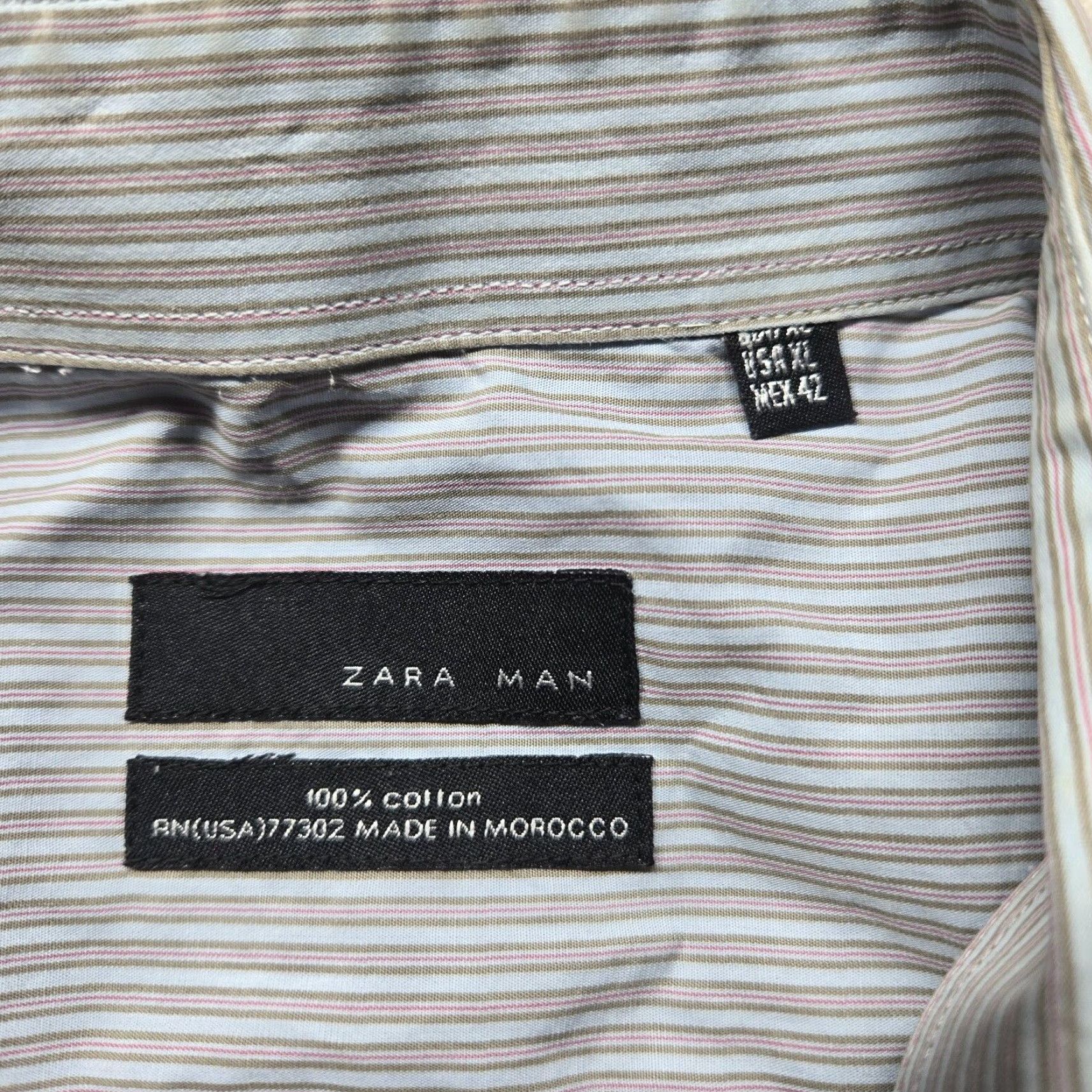 Zara Zara Man Shirt Blue Button Up Long Sleeve 100% Cotton Adult Men's XL Extra Large Size US XL / EU 56 / 4 - 3 Thumbnail
