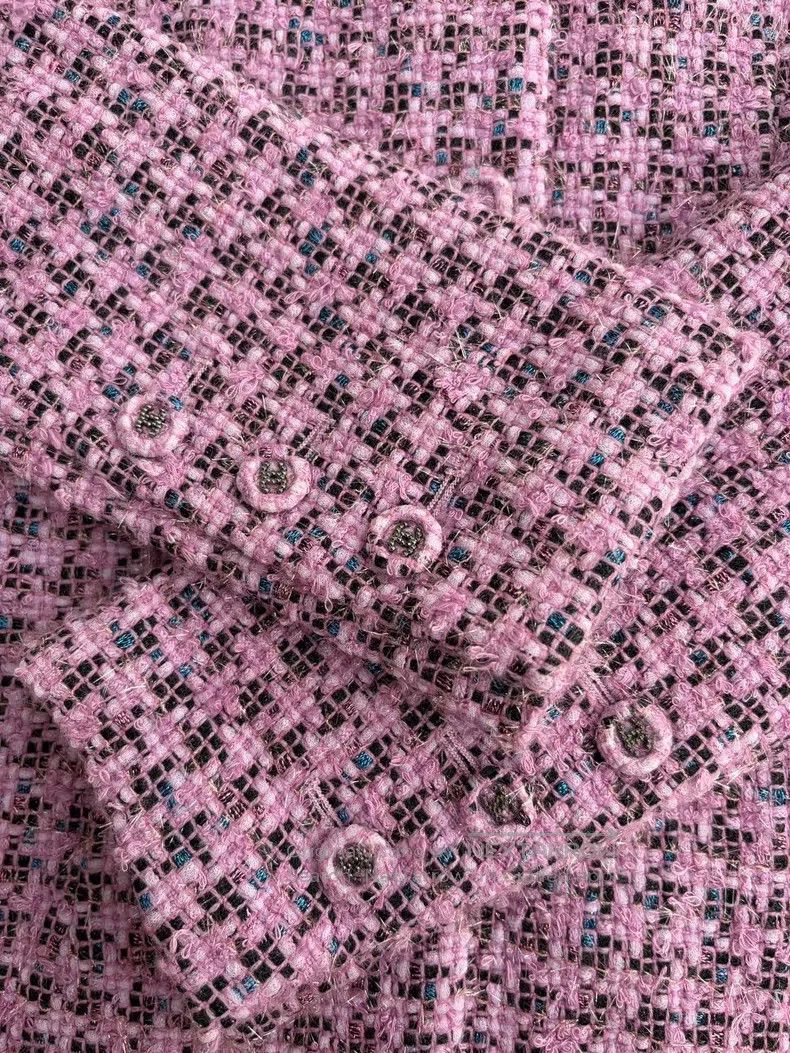 Chanel Chanel Purple checkered woollen stand-up collar jacket Size XXS / US 00 / IT 34 - 3 Thumbnail