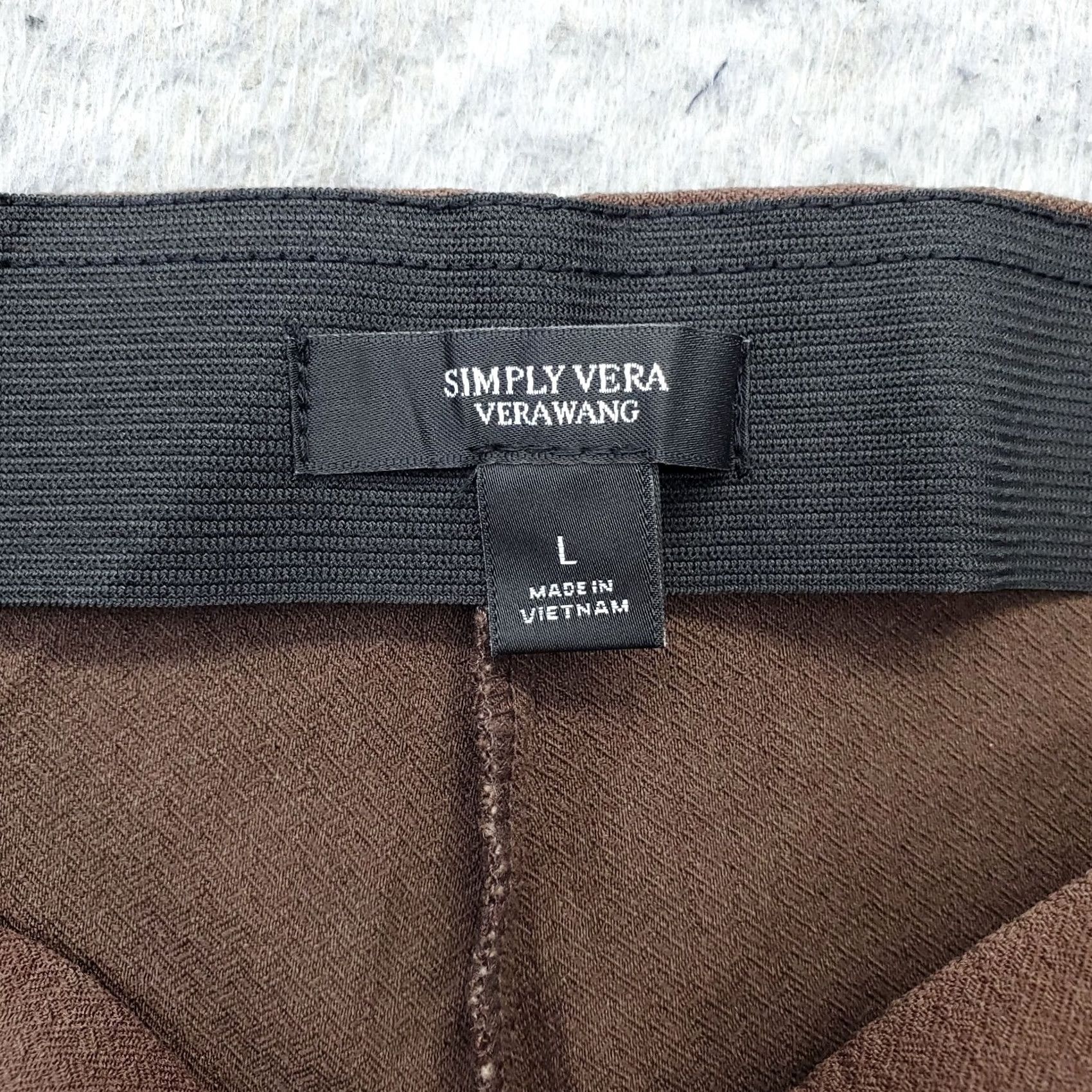Vintage Simply Vera Vera Wang Pants Women L Brown Rayon Stretch Straight Pull On Size 36" / US 14 / IT 50 - 7 Thumbnail