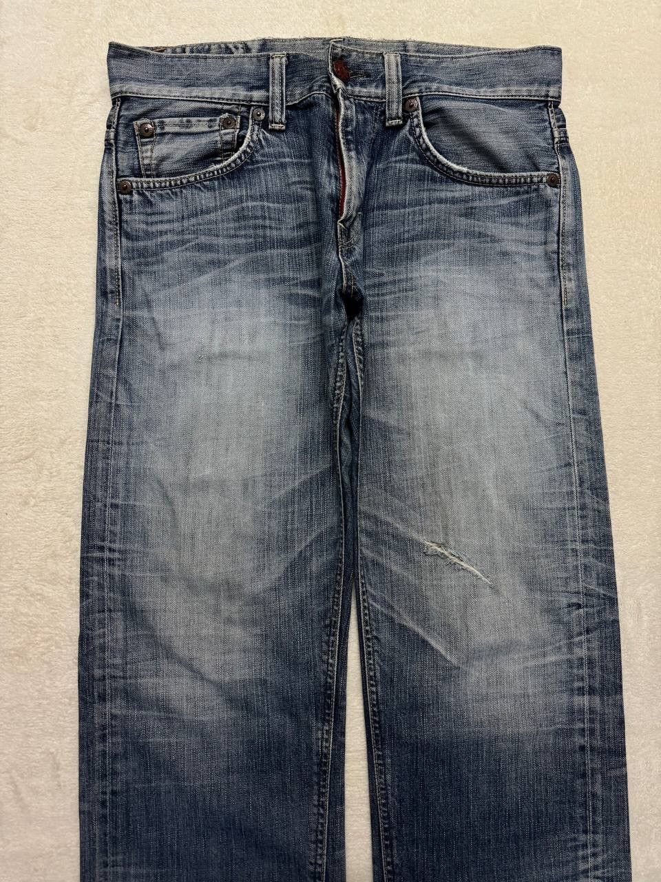 Japanese Brand THRASHED 90s Edwin Sick Faded Distressed Twist Leg Blue Jean Size US 32 / EU 48 - 5 Thumbnail