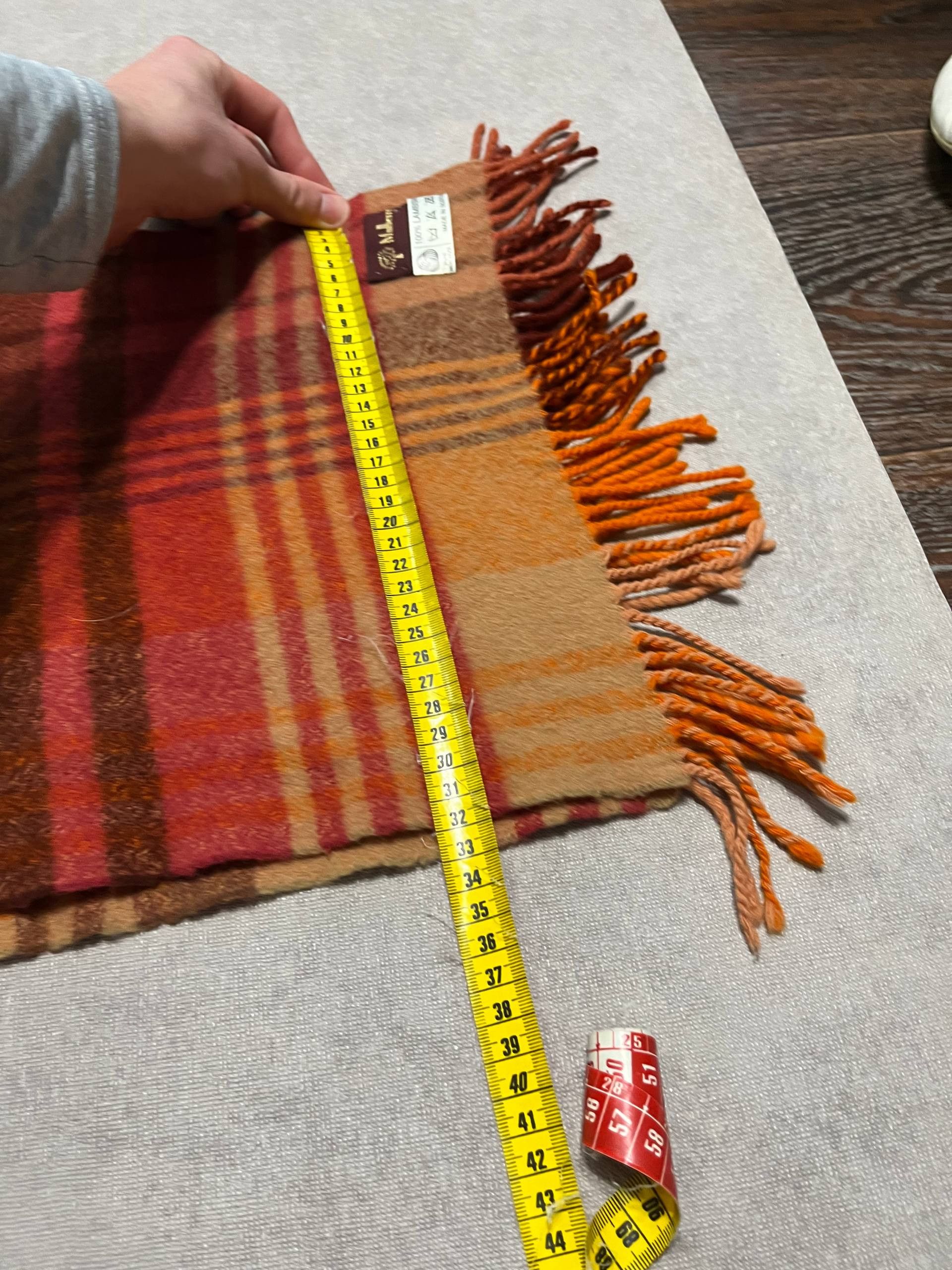 Mulberry Vintage Mulberry Orange Wool Scarf Check 164/32cm 64/12inch Size ONE SIZE - 9 Thumbnail