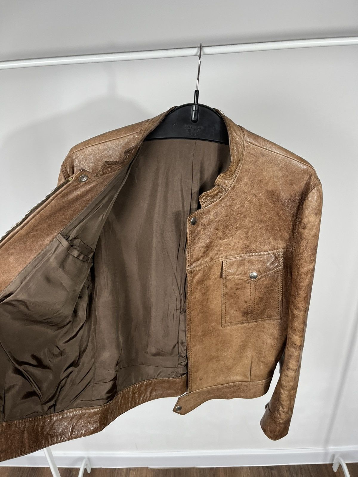 Leather Womens Distressed Leather Jacket Brown Vintage Biker Crop Size XL / US 12-14 / IT 48-50 - 9 Thumbnail
