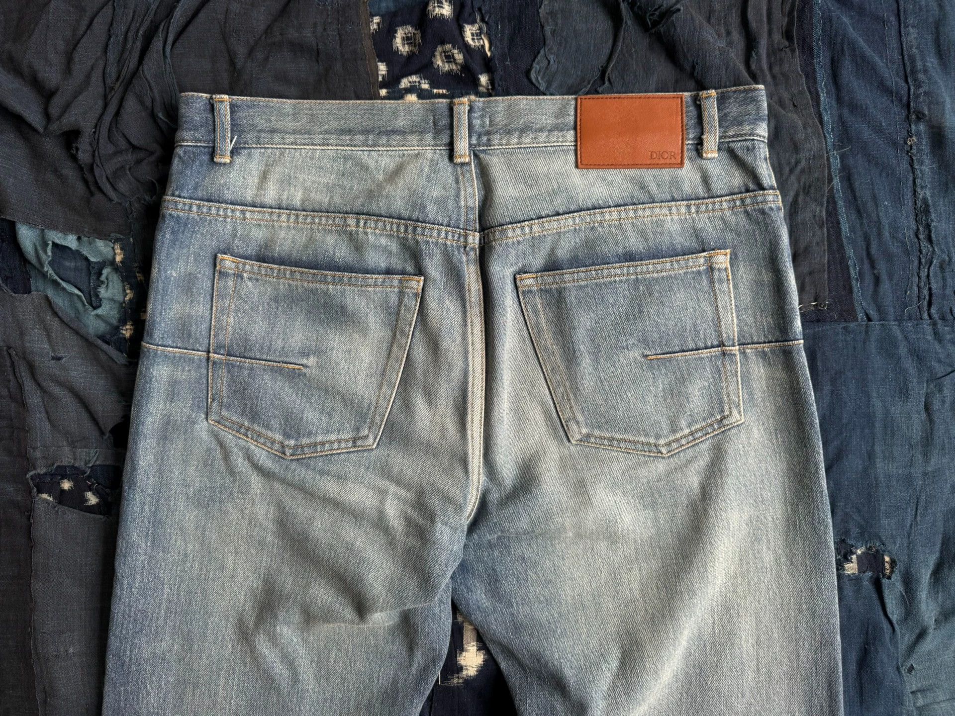 Dior DIOR Washed Distressed Straight Leg Jeans Orange 31 Size US 31 - 4 Thumbnail