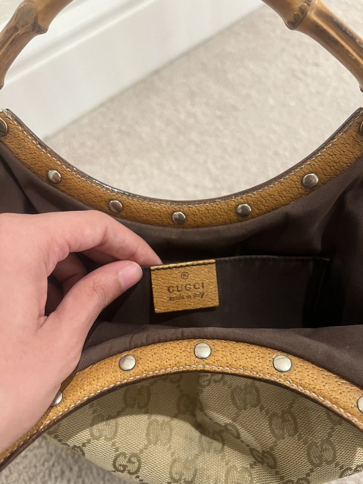 Gucci Gucci GG Signature Canvas Bamboo Handle Handbag Size ONE SIZE - 4 Thumbnail