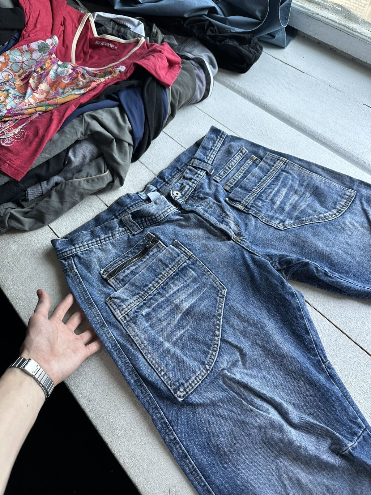 Other 🚨RARE 90s MULTIPOCKET Stone Wash Blue Denim Jeans Mens 34 Size US 38 / EU 54 - 2 Thumbnail