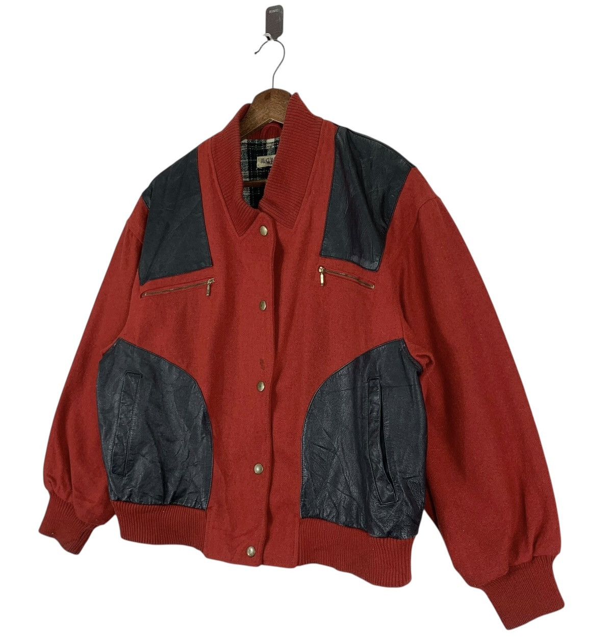 Vintage Vintage Varsity Wool Leather Bomber Jacket Size US M / EU 48-50 / 2 - 2 Thumbnail