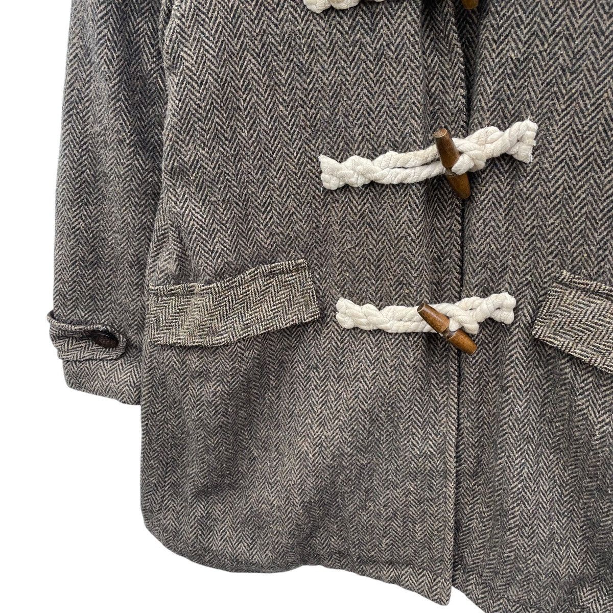 Harris Tweed 💥Vintage Harris Tweed Herringbone Long Coat Hooded Jacket Size US M / EU 48-50 / 2 - 4 Thumbnail