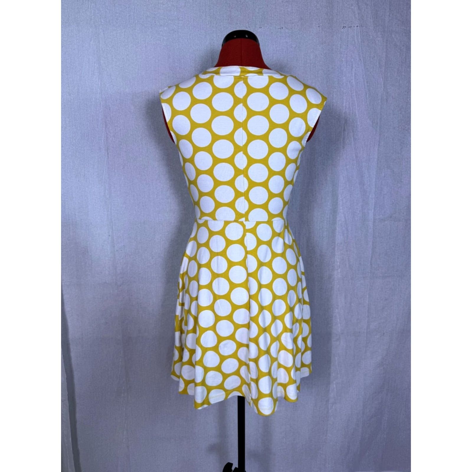 Vintage New York & Company Yellow Polka Dot Dress w Pockets XS Women's A-Line Knee Length Size XS / US 0-2 / IT 36-38 - 5 Thumbnail