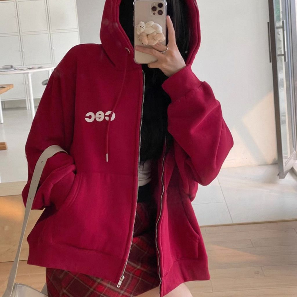 Nike CEC Oversized Unisex Burgundy Full-Zip Hoodie Size L / US 10 / IT 46 - 5 Thumbnail