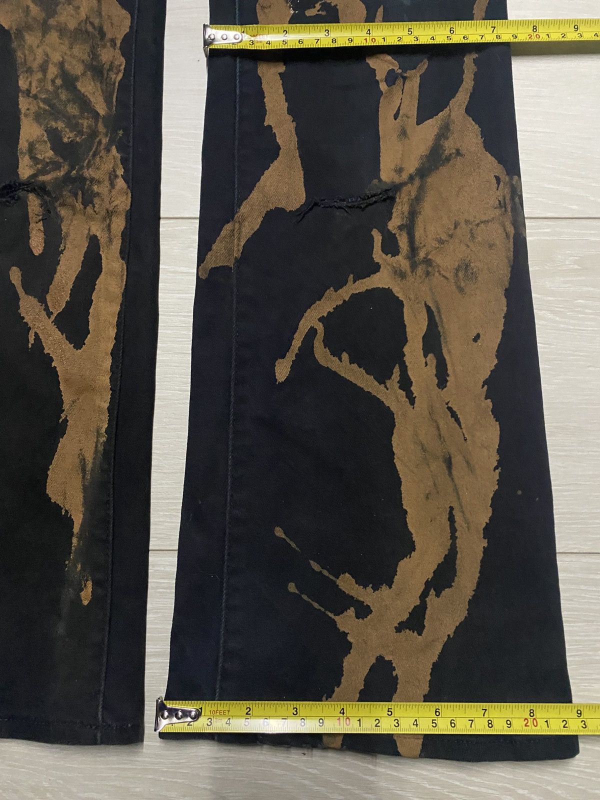 GU Vintage Gu Black Paint Splatter Distressed Flare Jeans Size US 27 - 13 Thumbnail