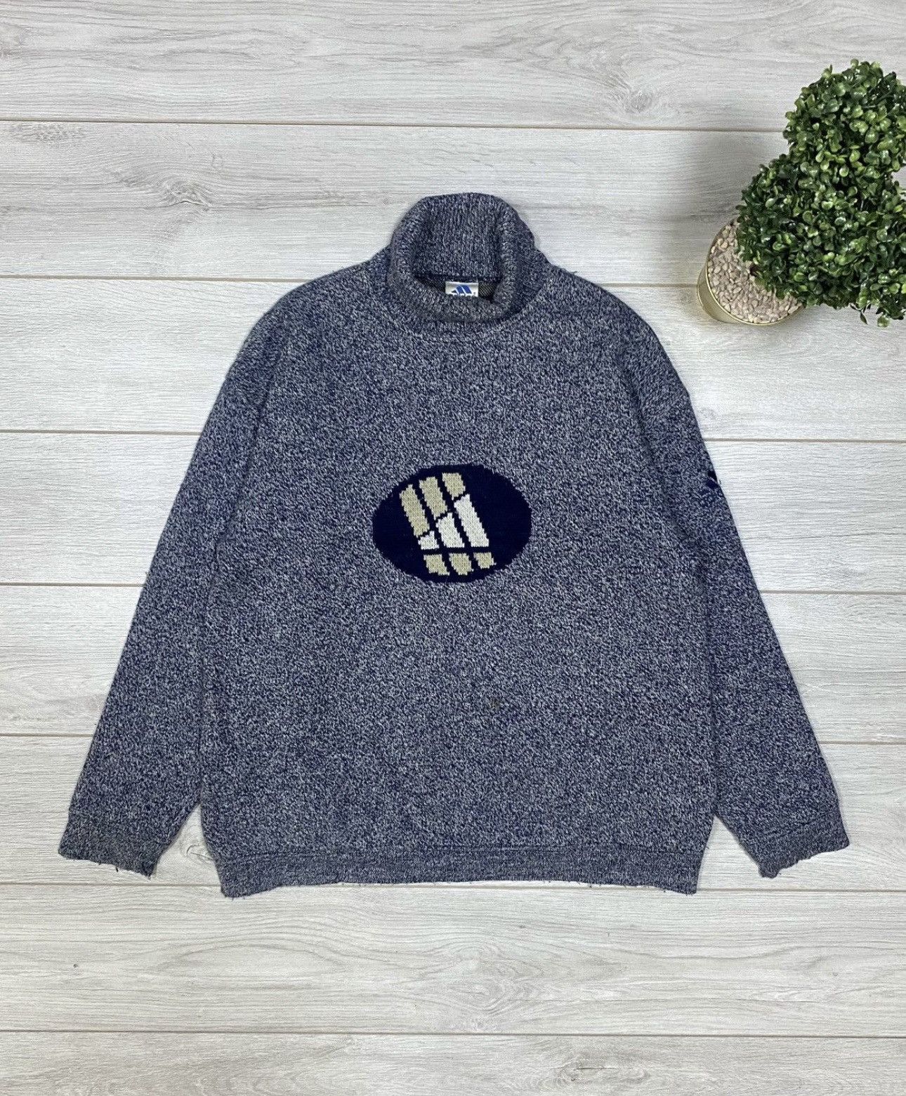 Adidas × Vintage Adidas vintage wind-stopper big logo turtle neck sweater M Size US M / EU 48-50 / 2 - 4 Thumbnail