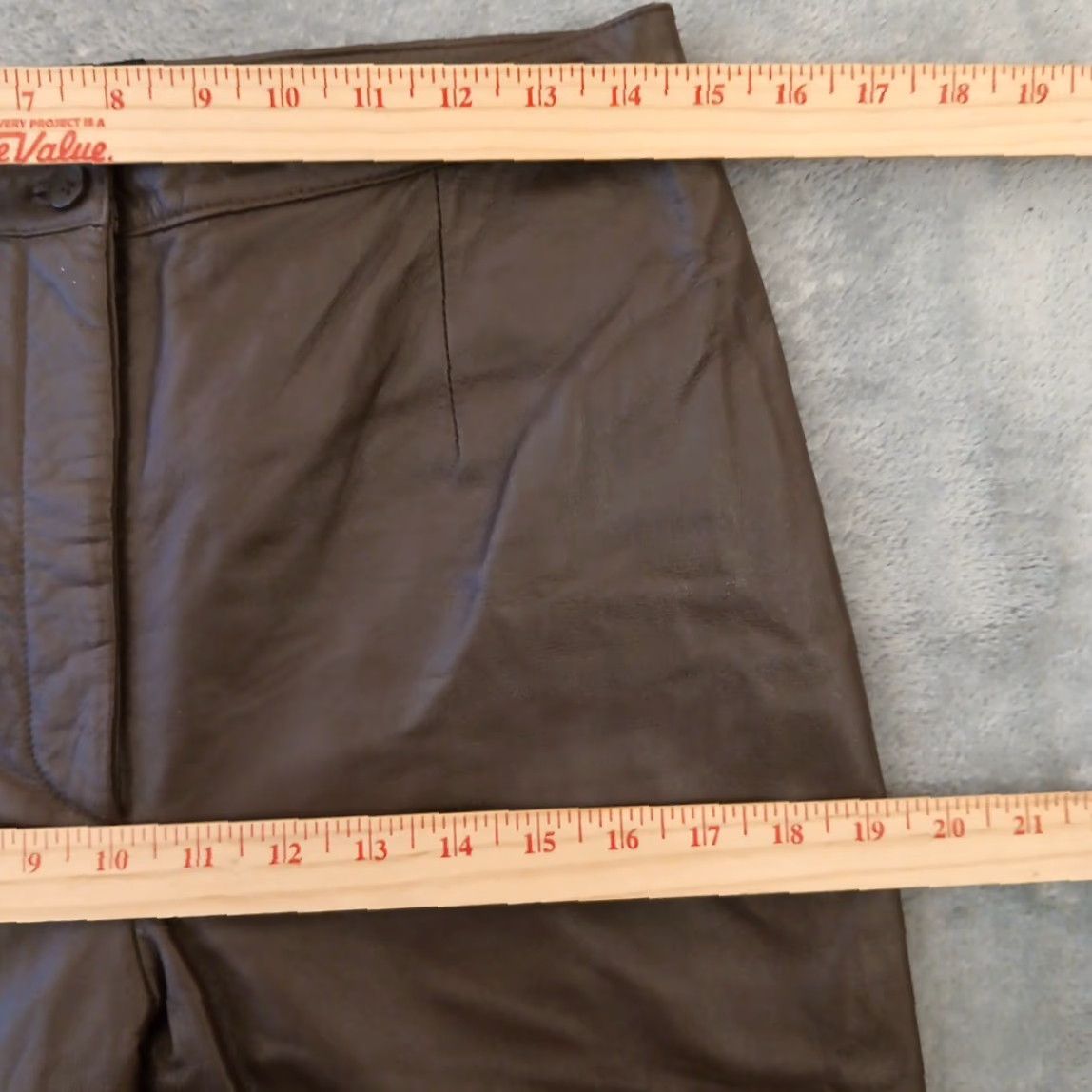 Vintage Mixit Womens Pants 10 Brown Leather 29x31 High Rise Lined Straight Chino Vintage No Size 32" / US 10 / IT 46 - 2 Thumbnail