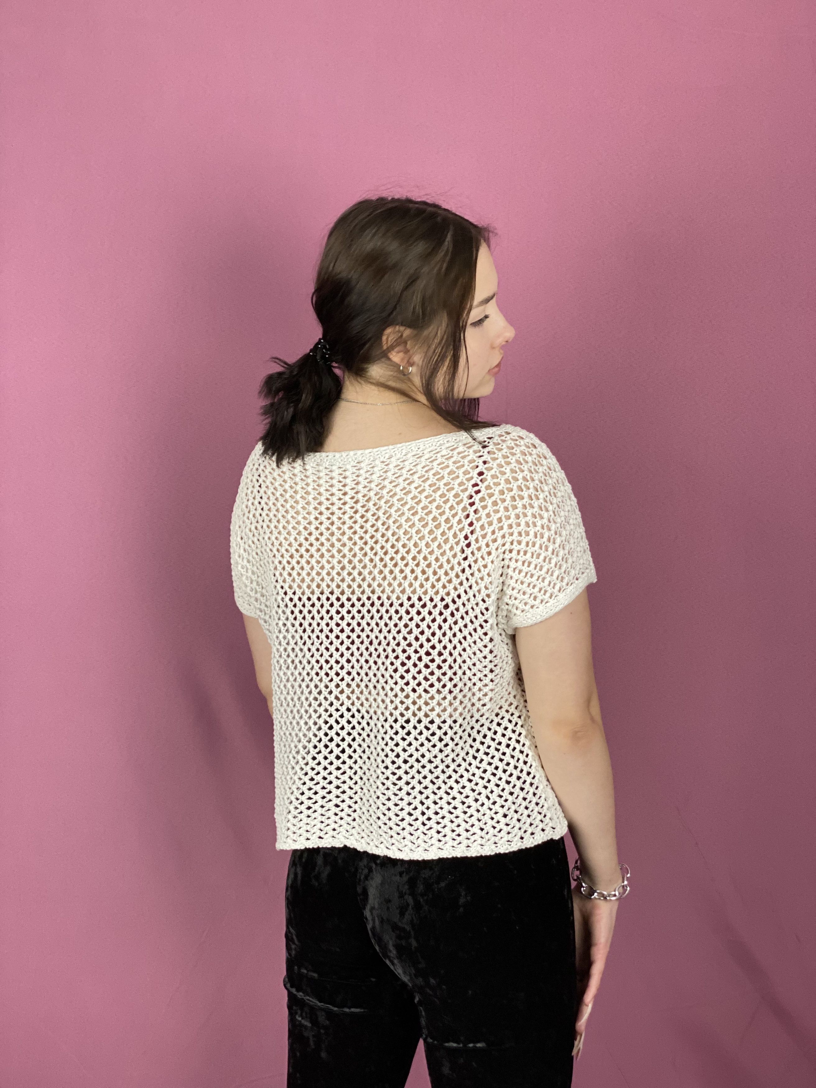 Benetton × Designer Benetton Vintage Women's Mesh T-Shirt - L Size US L / EU 52-54 / 3 - 3 Thumbnail