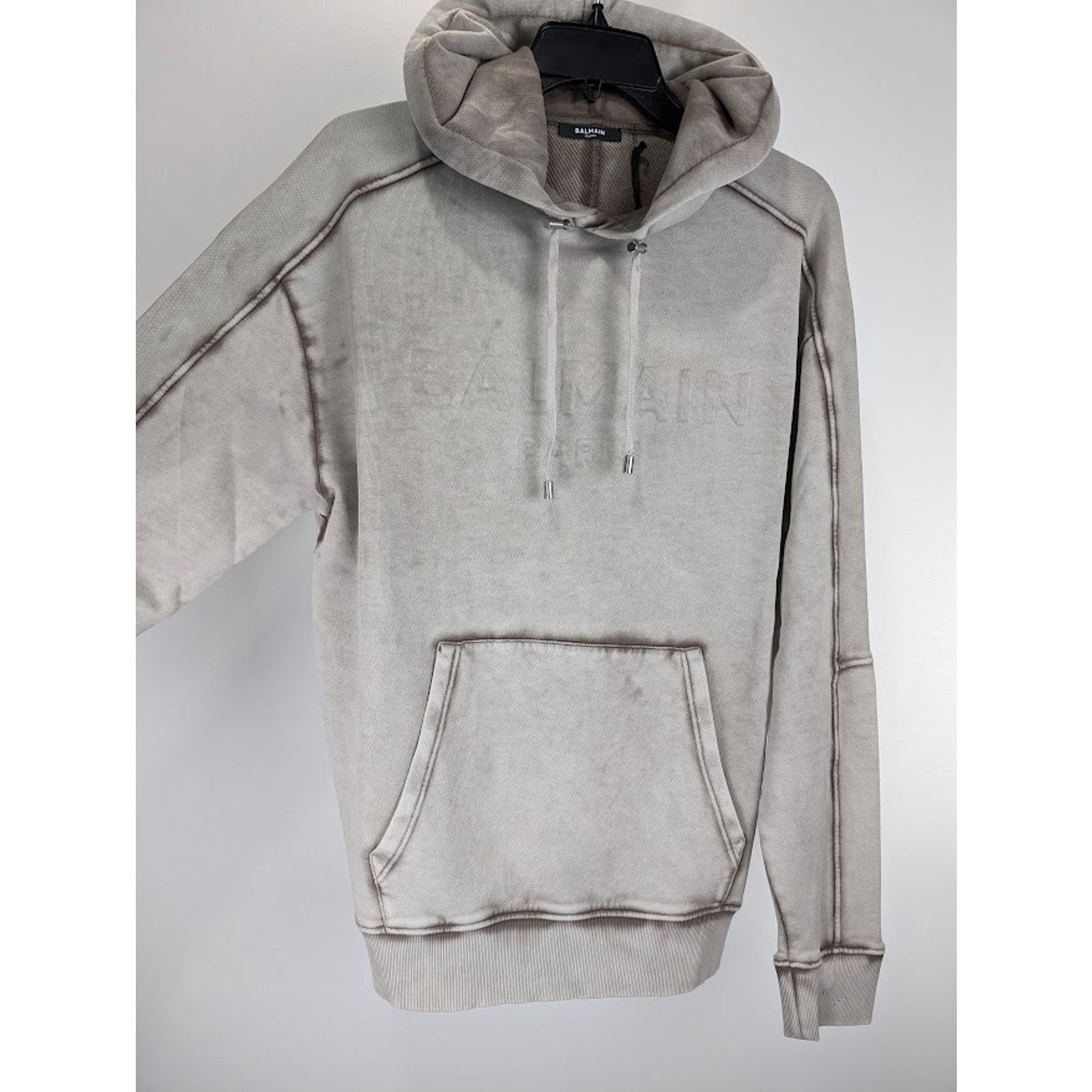 Balmain o1rshd1 Washed Hoodie in Grey Size US M / EU 48-50 / 2 - 10 Thumbnail