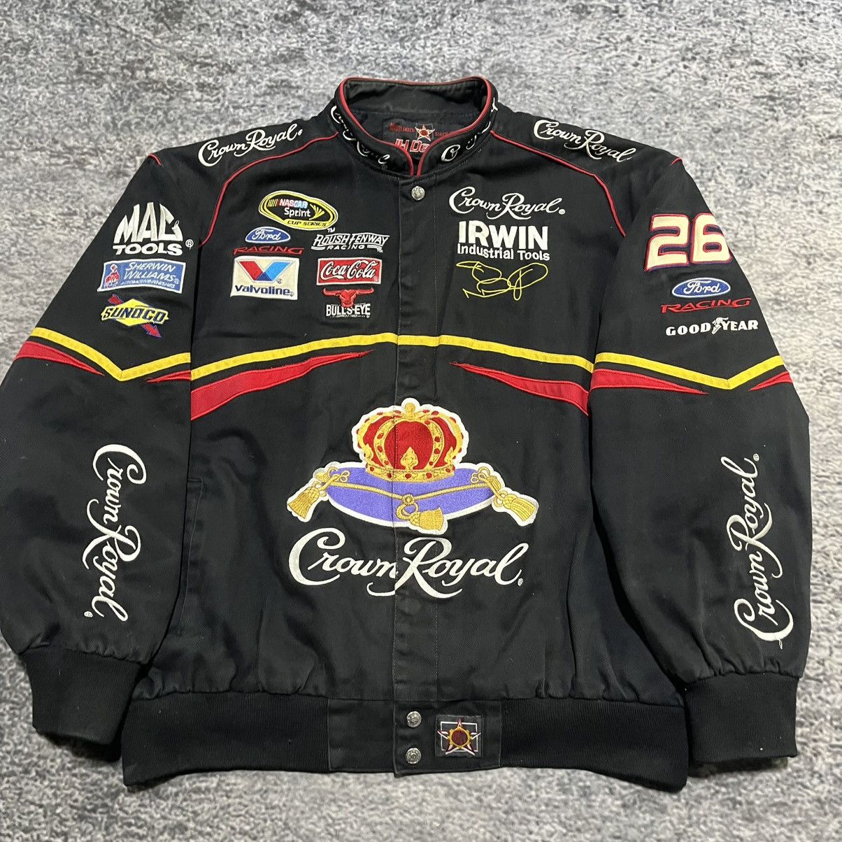 JH Design VINTAGE CROWN ROYAL JH DESIGN RACING JACKET 90s BLACK XL Size US XL / EU 56 / 4 - 3 Thumbnail