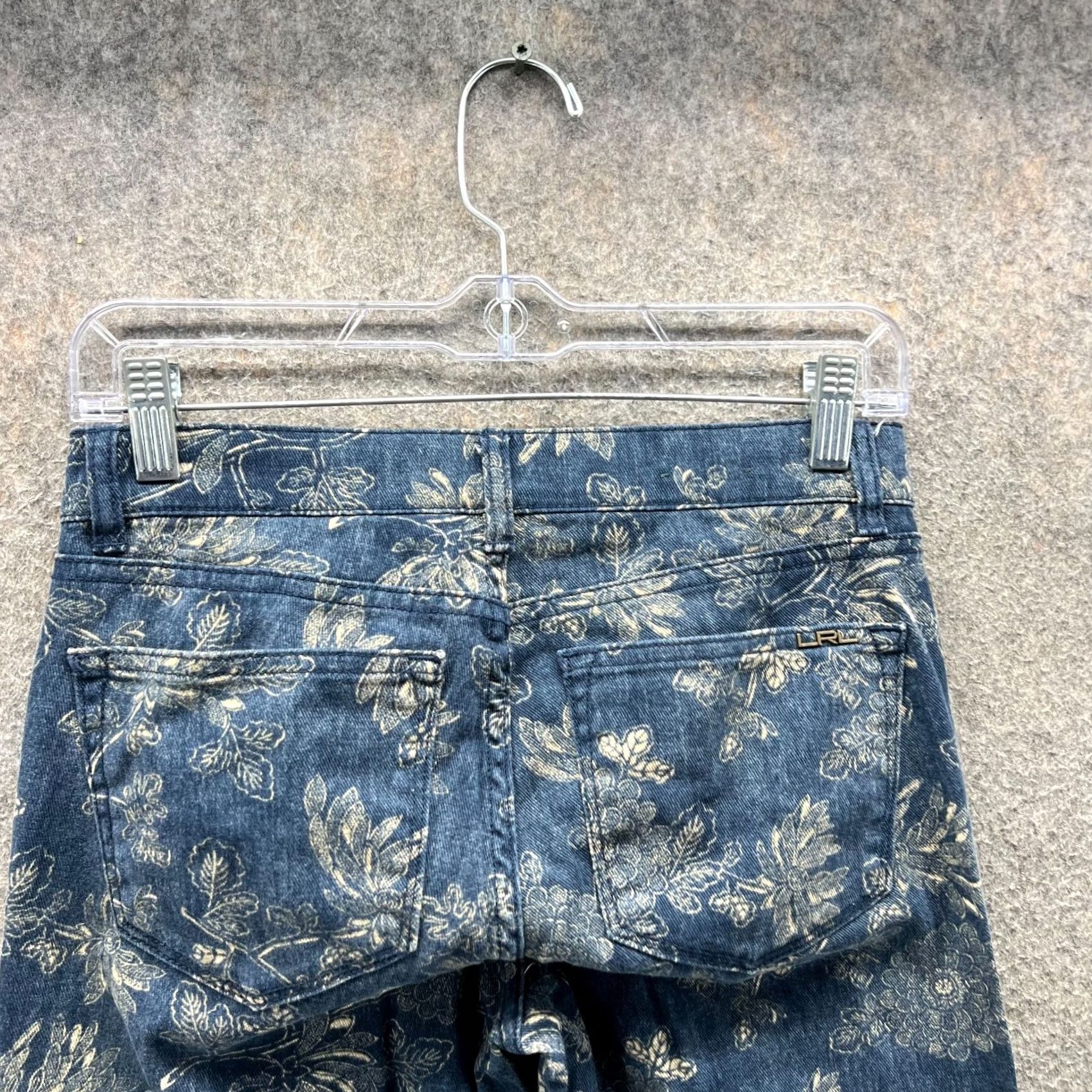 Ralph Lauren Lauren Ralph Lauren Jeans Womens 0 Blue Denim Floral Print AOP Straight 5-Pocket Denim Cotton High Rise Regular Inseam 28 in Classic Womens Jeans Size 25" / US 0 / IT 36 - 3 Thumbnail
