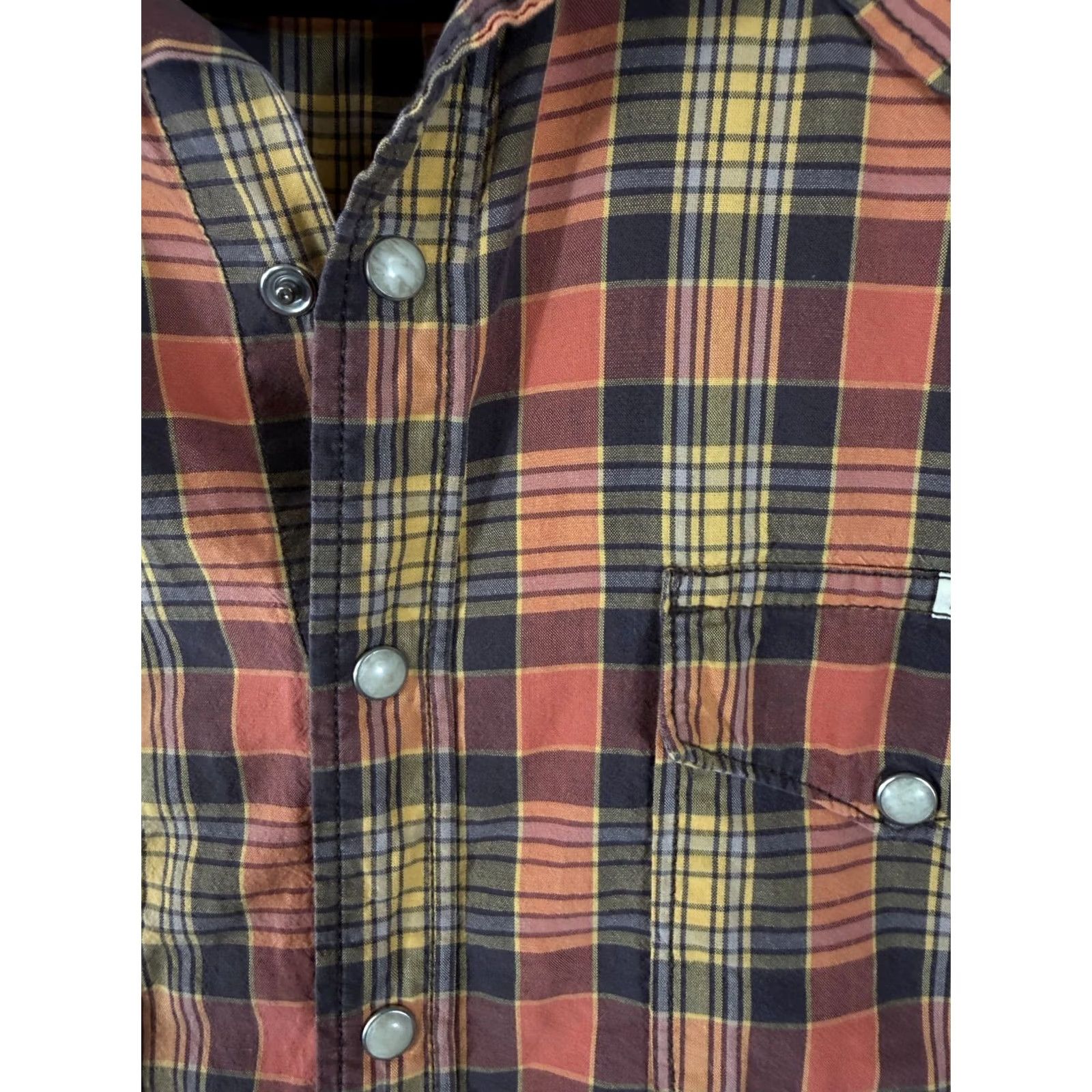 Lucky Brand Lucky Brand Western Shirt Mens M Multicolor Plaid Pearl Snap Front Flap Pocket Long Sleeve Shirts Size US M / EU 48-50 / 2 - 5 Thumbnail