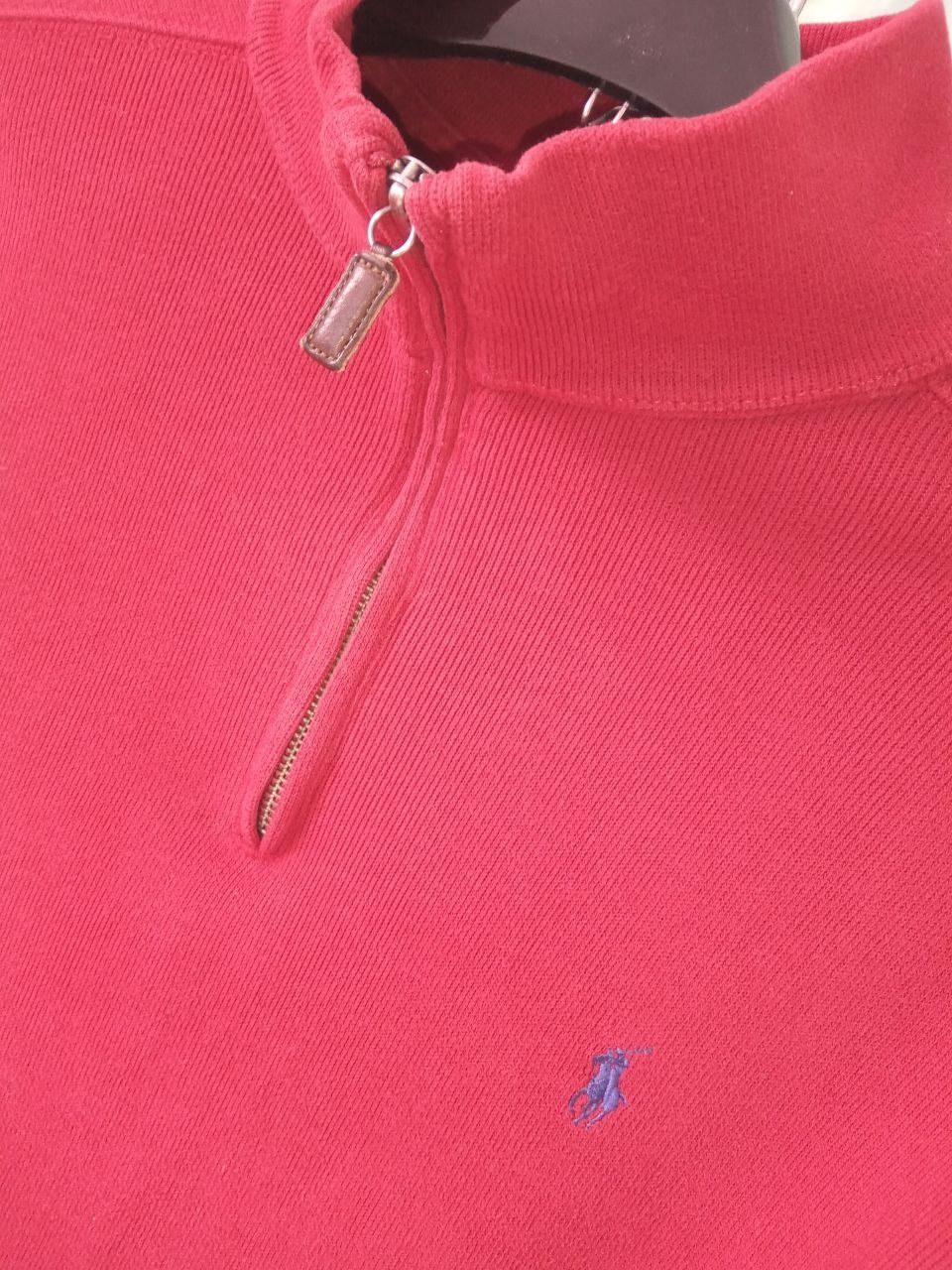 Polo Ralph Lauren Vtg Polo Ralph Lauren Red Sweater 1/4 Zip Size US XL / EU 56 / 4 - 2 Thumbnail