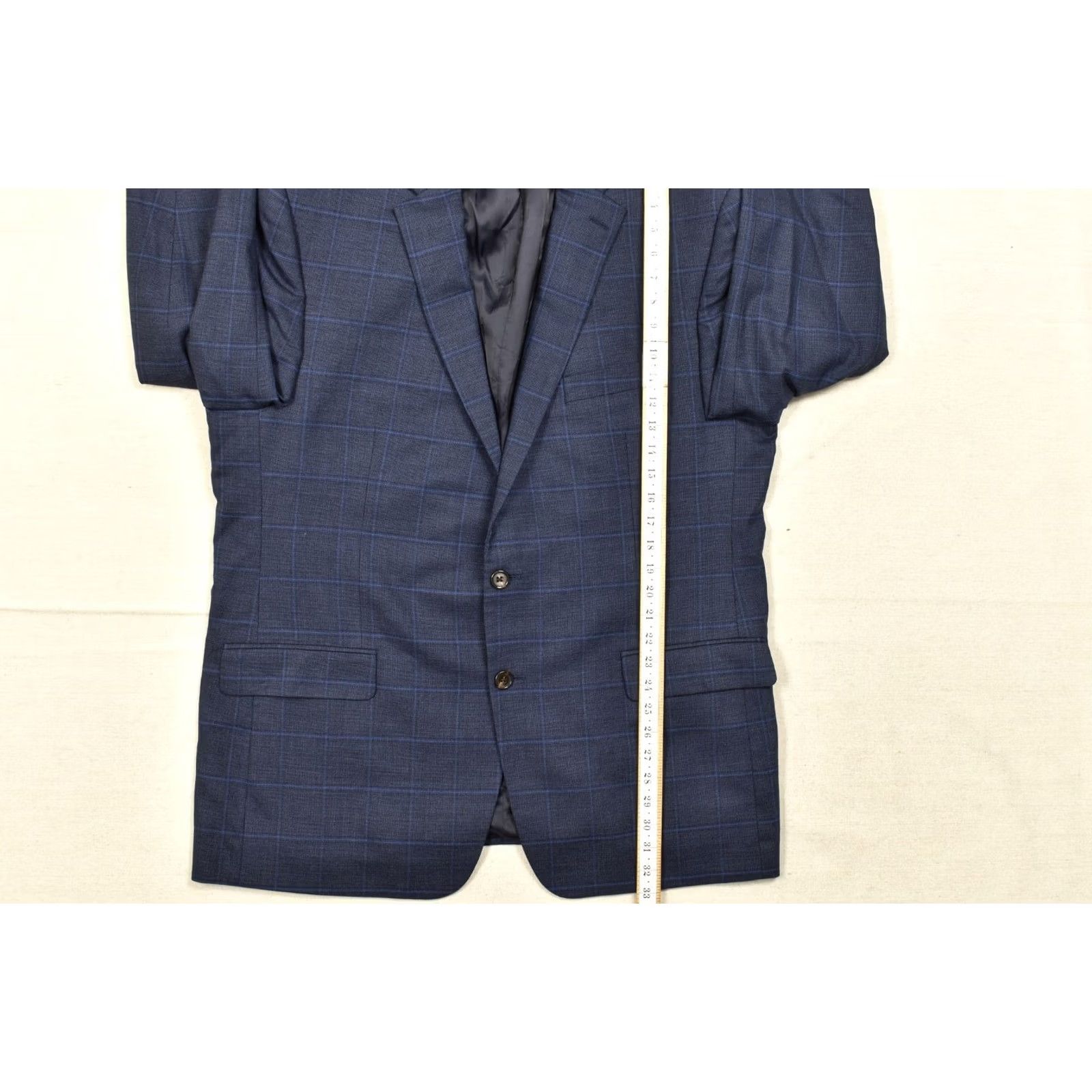 Ralph Lauren Ralph Lauren Men's Blazer Wool Blend Blue Plaid Check 48L Two Button Notch Lapel Long 4-Button Sleeve Inner Pockets Vintage? No Size 48R - 7 Thumbnail