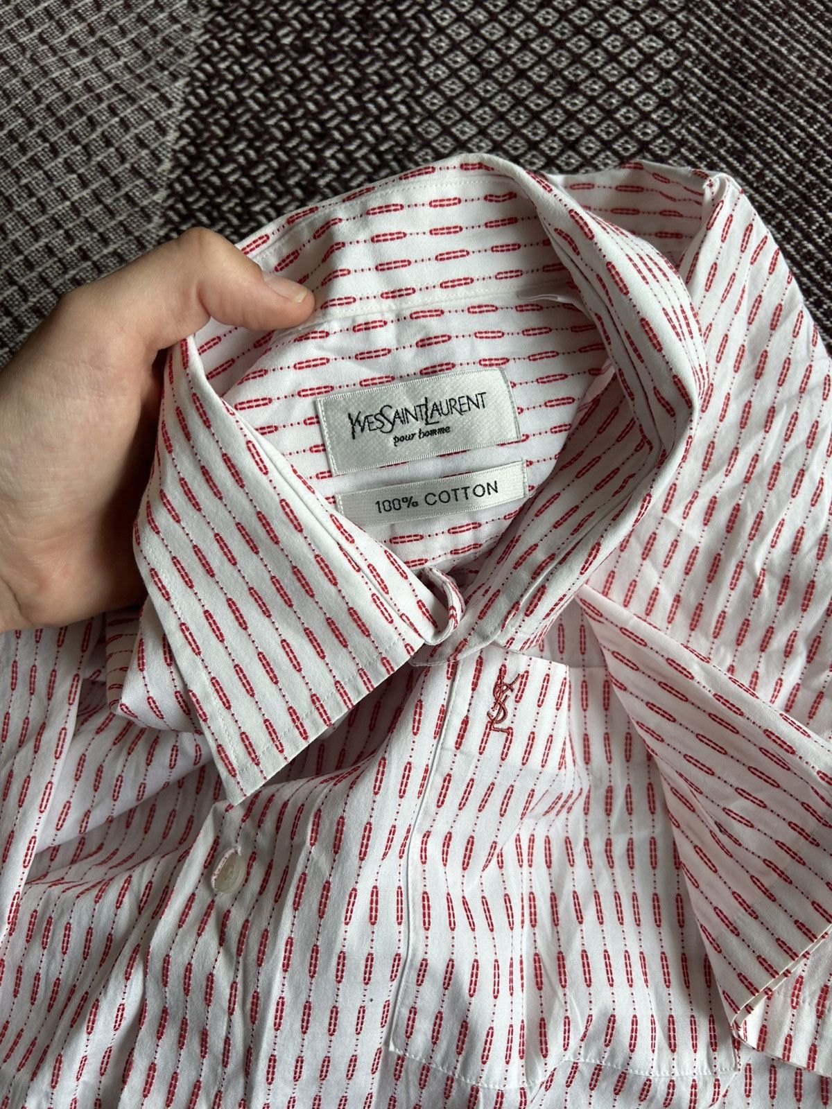 Yves Saint Laurent Yves Saint Laurent Luxury Short Sleeve Monogram Shirt Size L Size US L / EU 52-54 / 3 - 8 Thumbnail