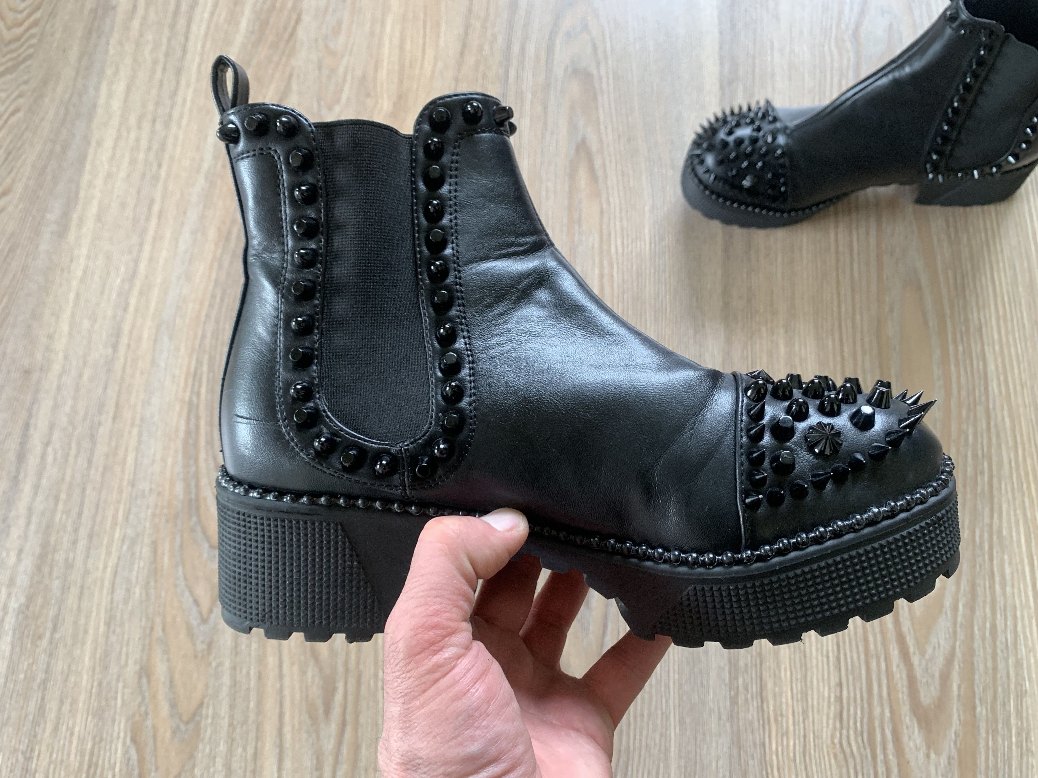 Other Womens Spiky Studded Ankle Boots Goth Punk Shoes Size US 8 / IT 38 - 5 Thumbnail