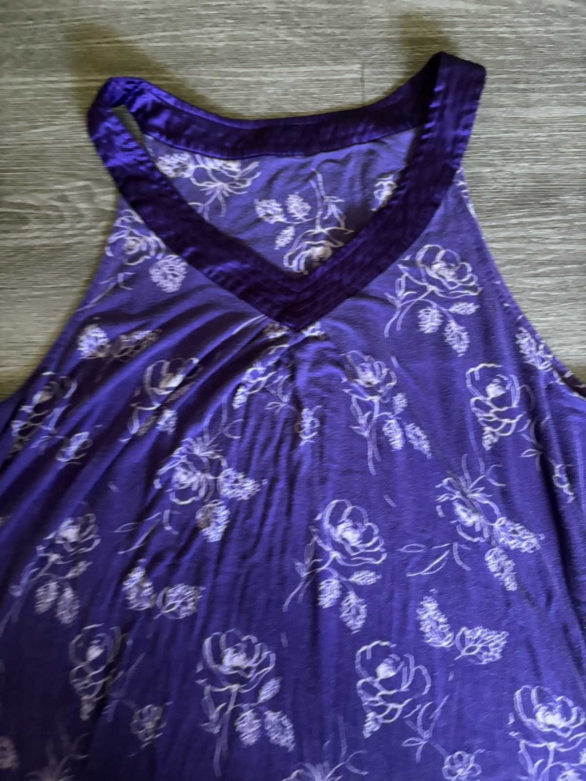 Other Beautiful Women's Purple White Floral V Neck Tankdress Size L / US 10 / IT 46 - 2 Thumbnail