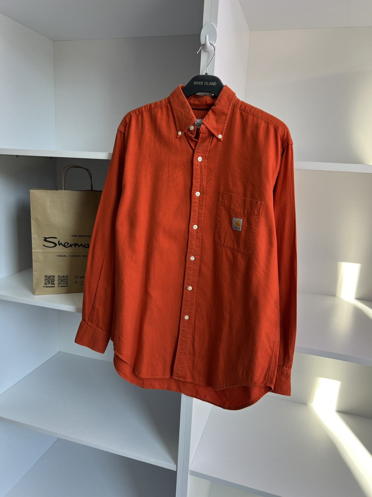 Carhartt × Vintage Vintage Carhartt Orange Denim Button up shirt Size US L / EU 52-54 / 3 - 2 Thumbnail