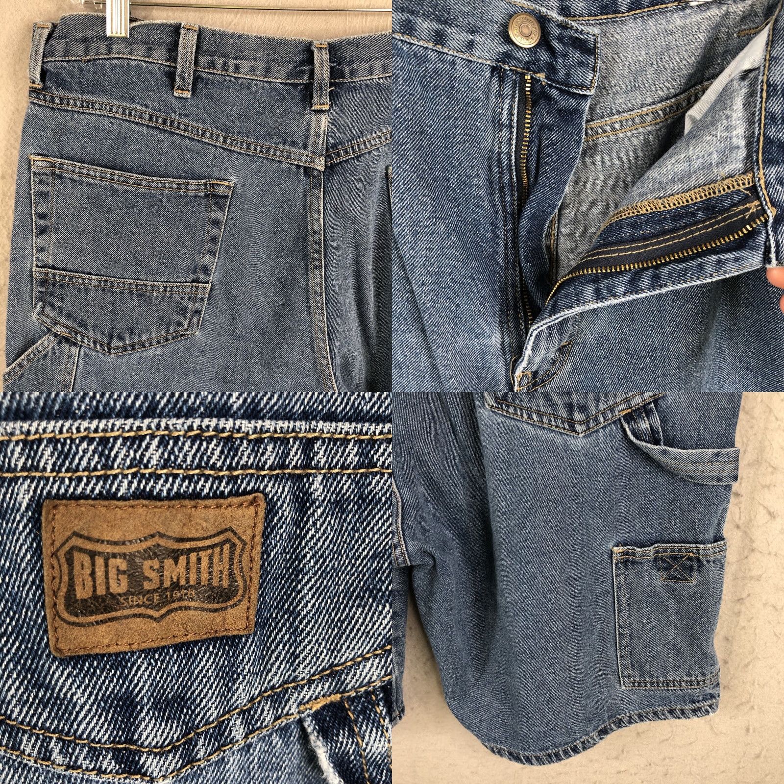 Vintage VINTAGE Big Smith Carpenter Jeans Shorts Mens 38 Blue Denim Jorts Utility Baggy Y2K 9in Inseam Casual Mens Size US 38 / EU 54 - 9 Thumbnail