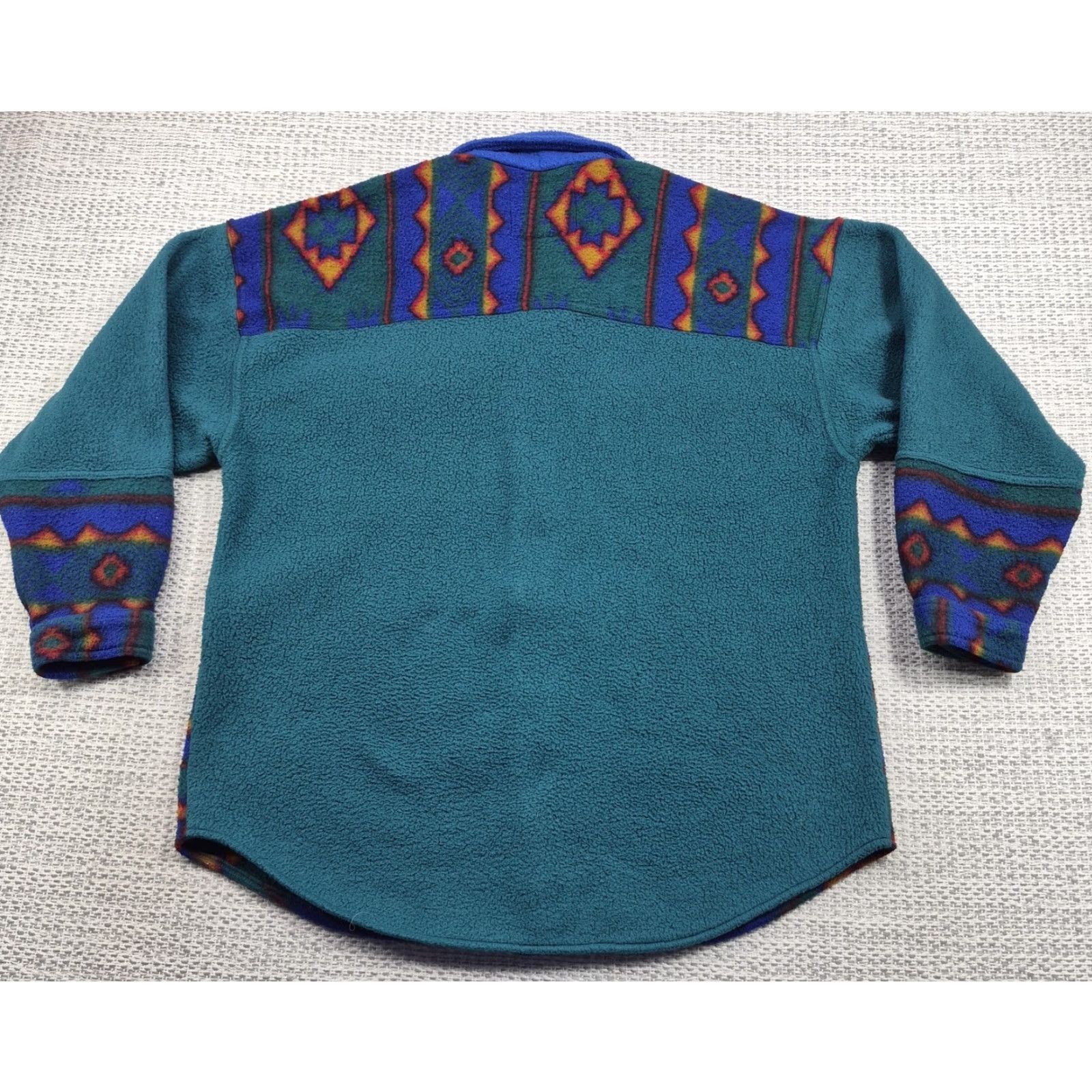 Bugle Boy VINTAGE Bugle Boy Jacket Mens Large Teal Fleece Aztec Western 90s 80s Size US L / EU 52-54 / 3 - 7 Thumbnail