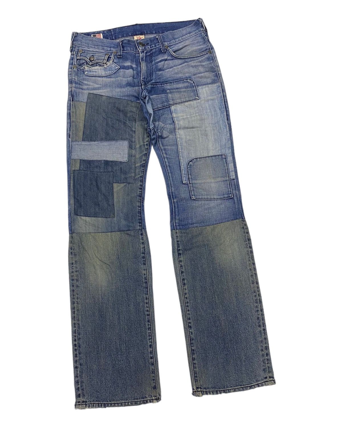 True Religion GRAIL🔥TRUE RELIGION PATCHWORK DISTRESSED DENIM JEANS Size US 34 / EU 50 - 6 Thumbnail