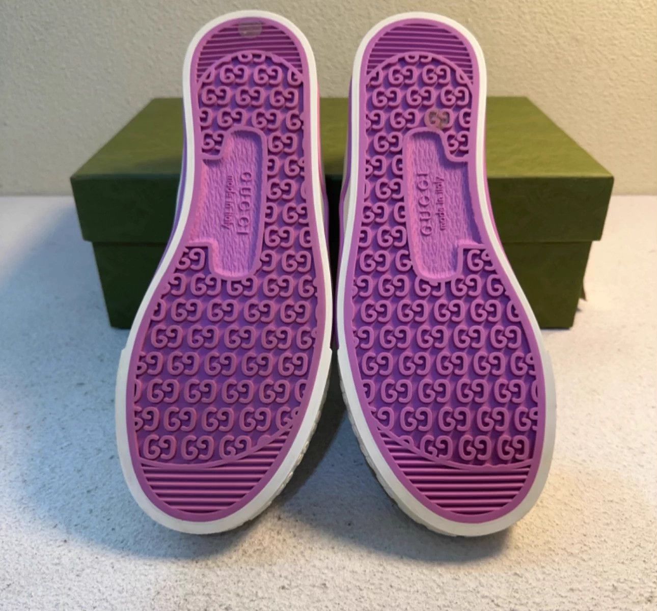 Gucci GUCCI Tennis Women's Green Purple Rhinestone Sneaker Size US 5.5 / IT 35.5 - 4 Thumbnail