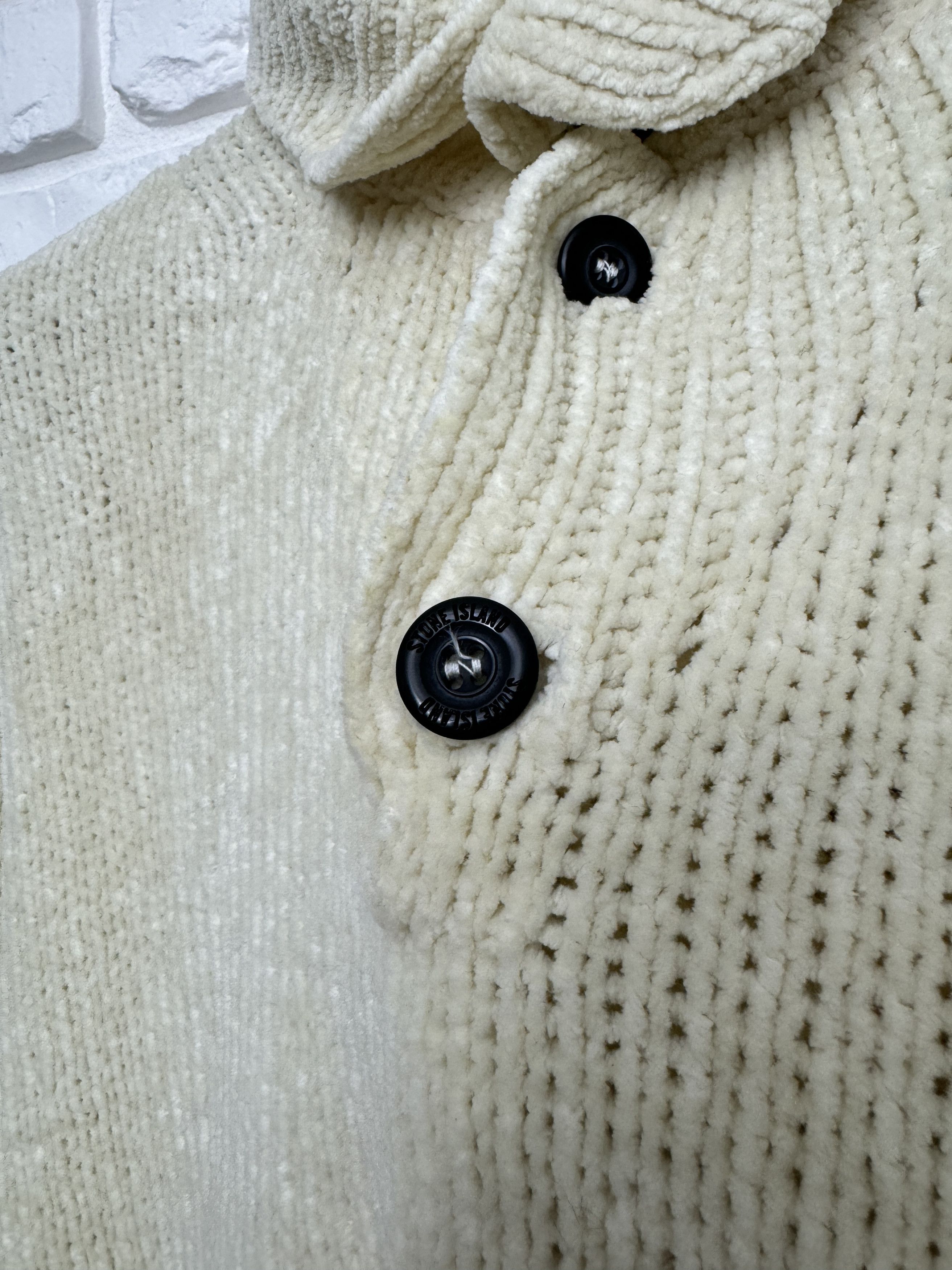 Stone Island 90s Stone Island 1998 Chenille Knit Pullover Cream Sweater L Size US L / EU 52-54 / 3 - 7 Thumbnail