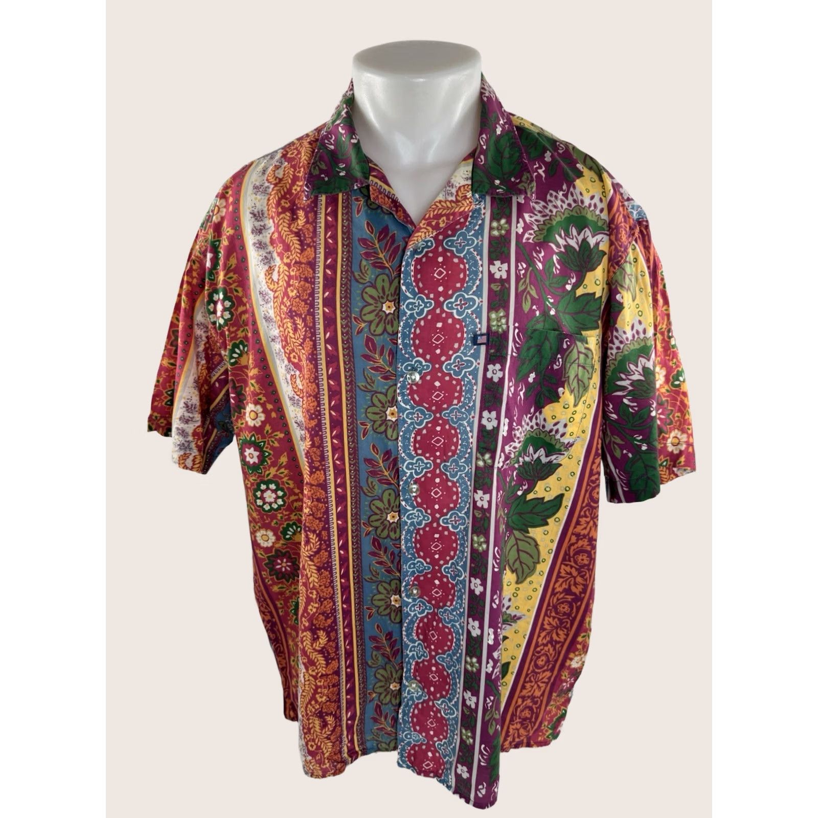 Ralph Lauren RALPH LAUREN POLO JEANS FLAG Loop Collar Paisley Floral Colorful L XL Camp Shirt Mens Button-Up Short Sleeve Multicolor Size US L / EU 52-54 / 3 - 1 Thumbnail