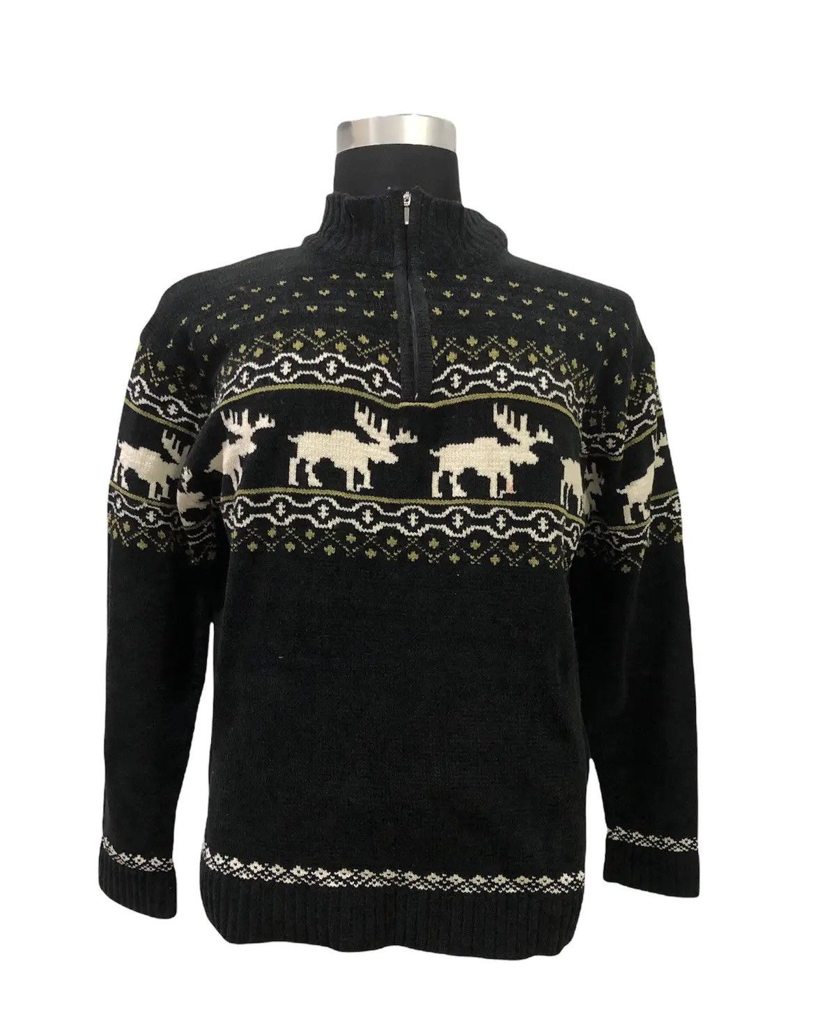 Japanese Brand GRANGESTA Aran Isles Reindeer Nordic 1/4 Zip Knit Sweater Size US L / EU 52-54 / 3 - 1 Thumbnail
