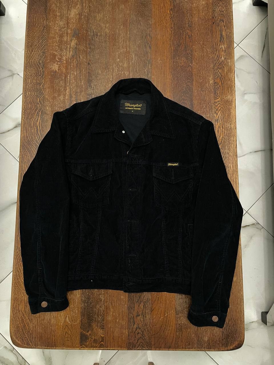 Vintage Wrangler Velvet Denim Black Jacket 90s Japan style