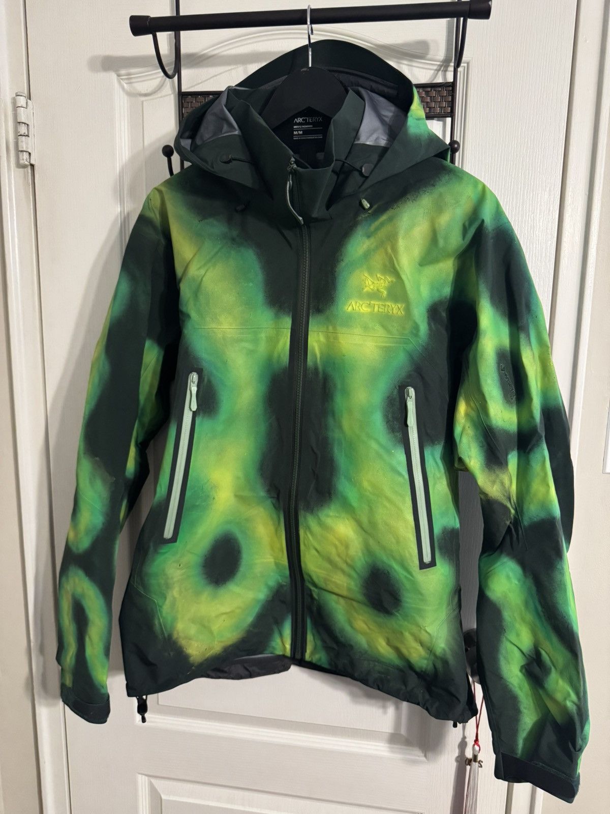Pre-owned Arc'teryx Airbrushed Poison Dart Frog Beta Ar Jacket In Green