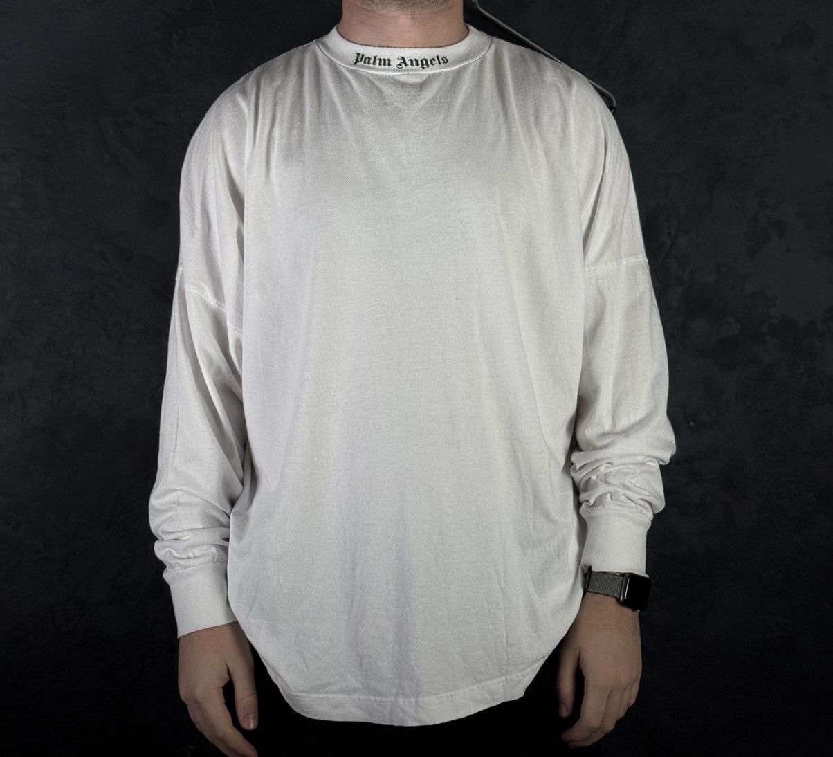 Palm Angels Palm Angels Doubled Logo Oversized Long Sleeve Shirt Size US XL / EU 56 / 4 - 2 Thumbnail