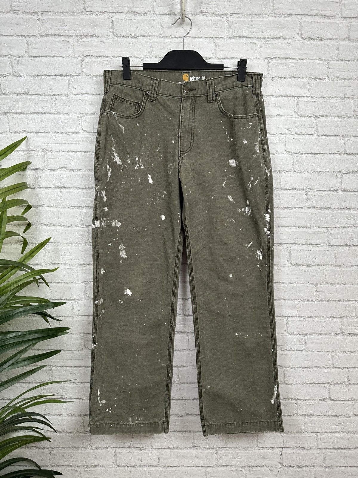 Carhartt (34x29) FADED PAINT THRASHED Carhartt Work Pants Size US 34 / EU 50 - 1 Thumbnail