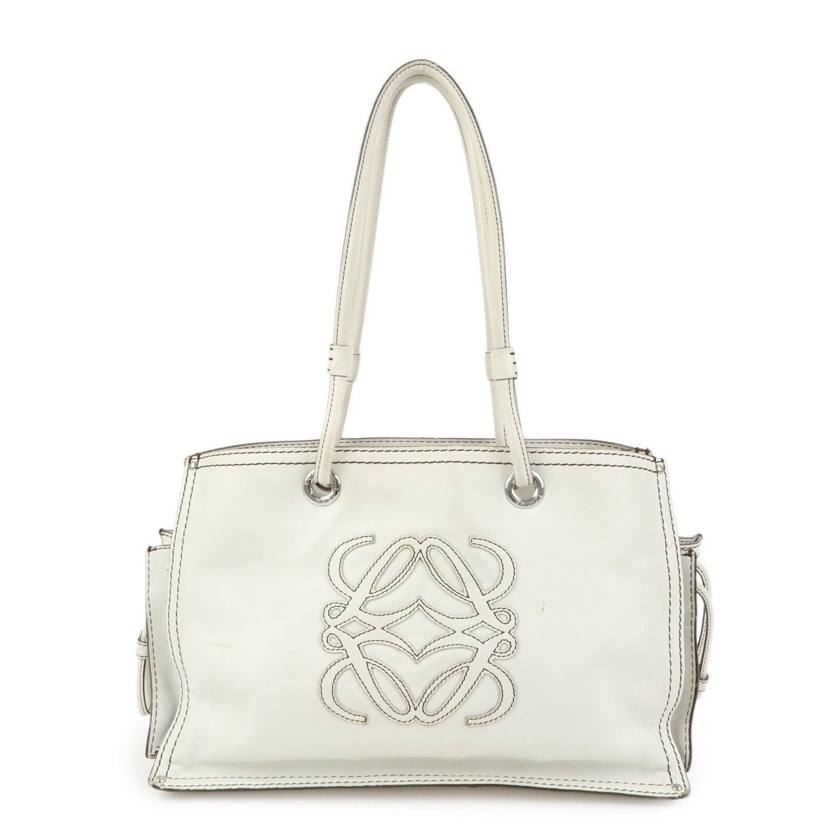 Loewe Loewe Anagram Shopper Calfskin Shoulder Bag White Size ONE SIZE - 1 Thumbnail
