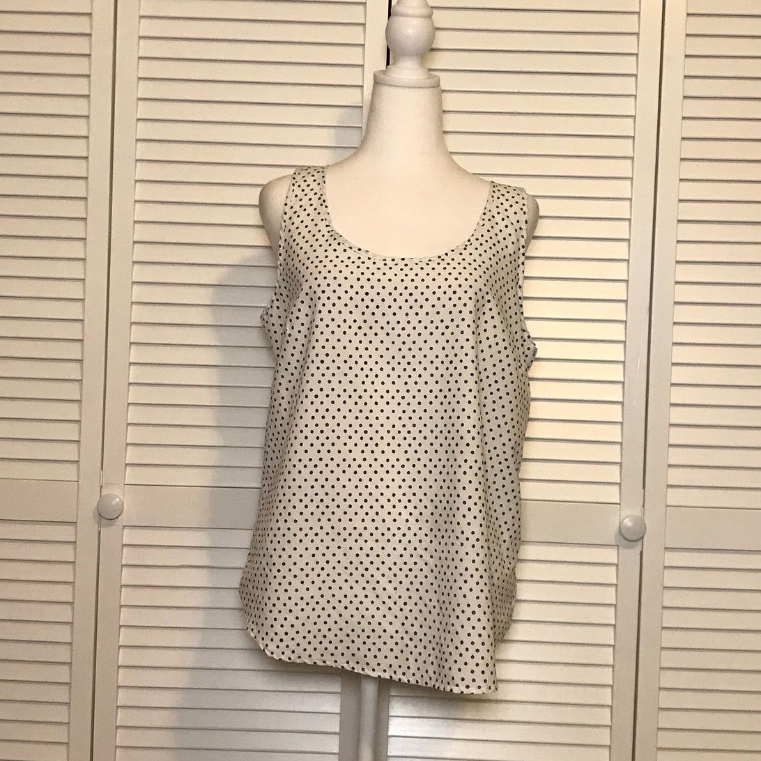 Faded Glory Faded Glory White Black Polka Dot Scoop Neck Tank Top L Size L / US 10 / IT 46 - 1 Thumbnail